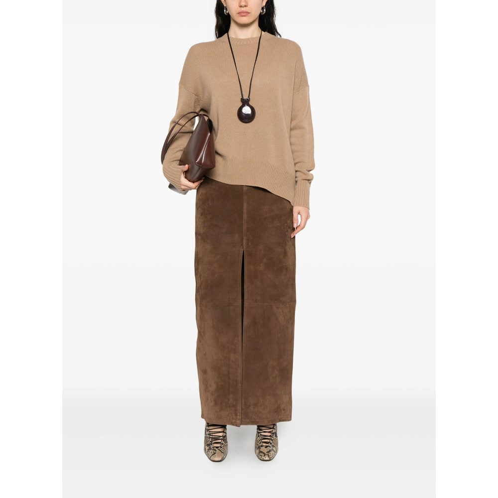 Allude Cashmere Crewneck Sweater In Brown