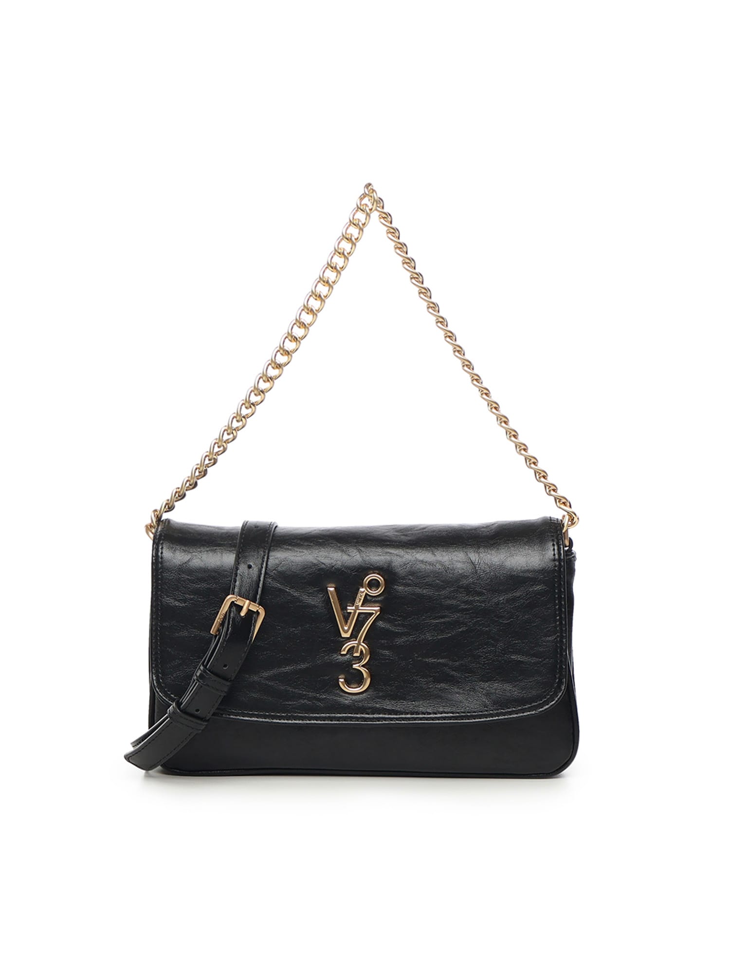 V73 Louise Logo-plaque Shoulder Bag In Black