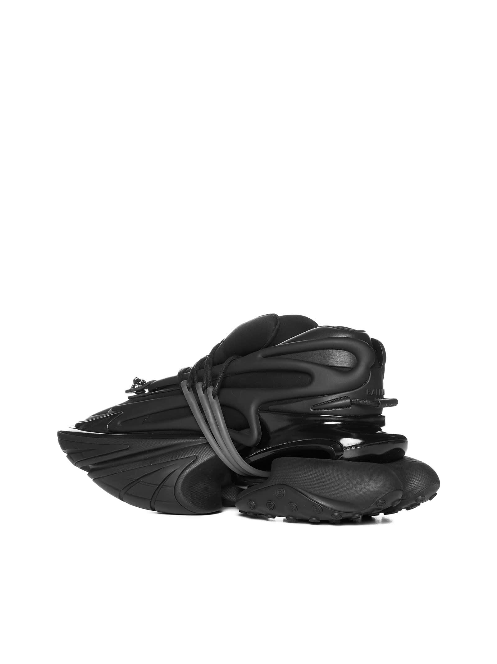 Balmain Neoprene And Leather Low-top Unicorn Sneakers In Black