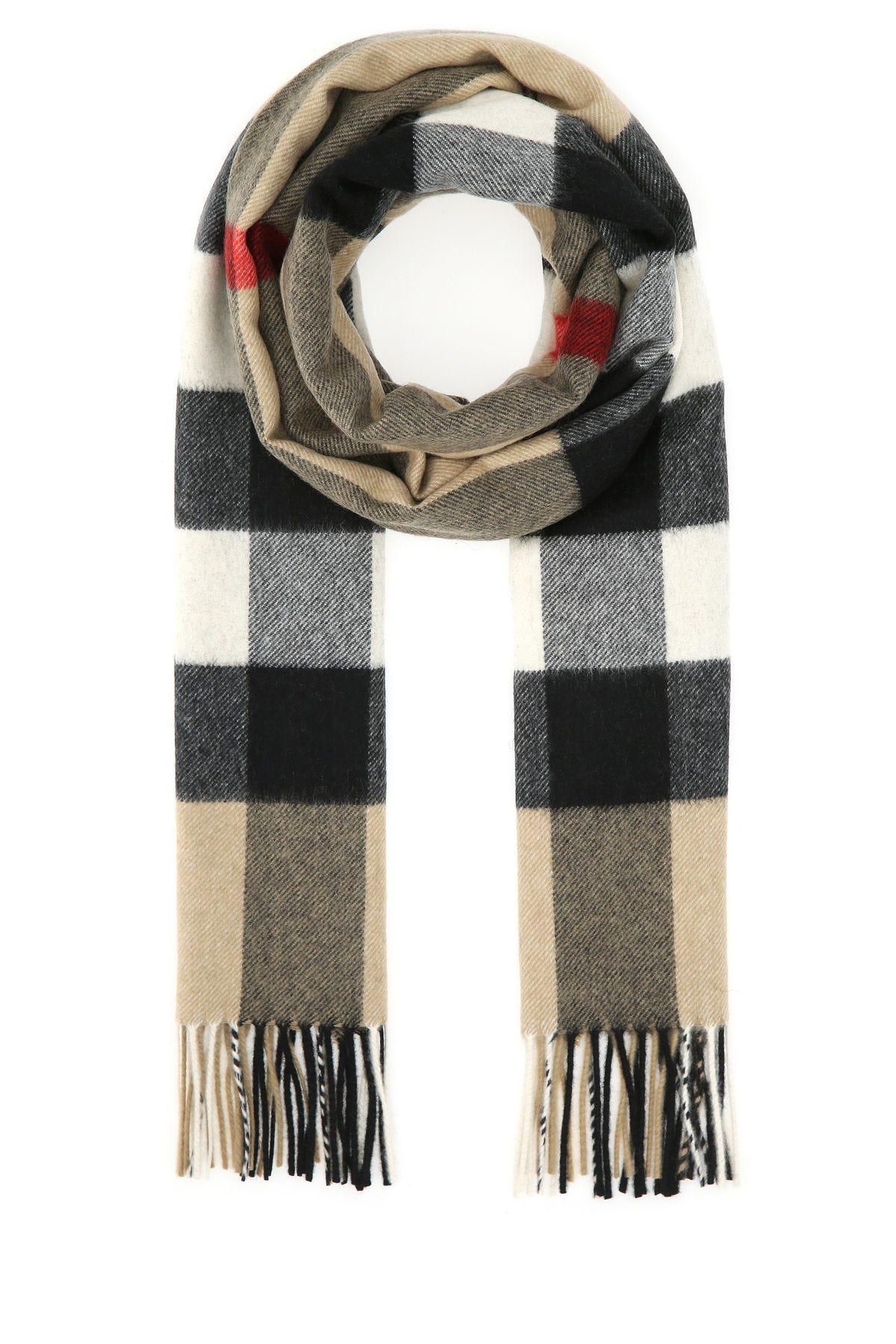 Burberry Check Cashmere Scarf In Beige