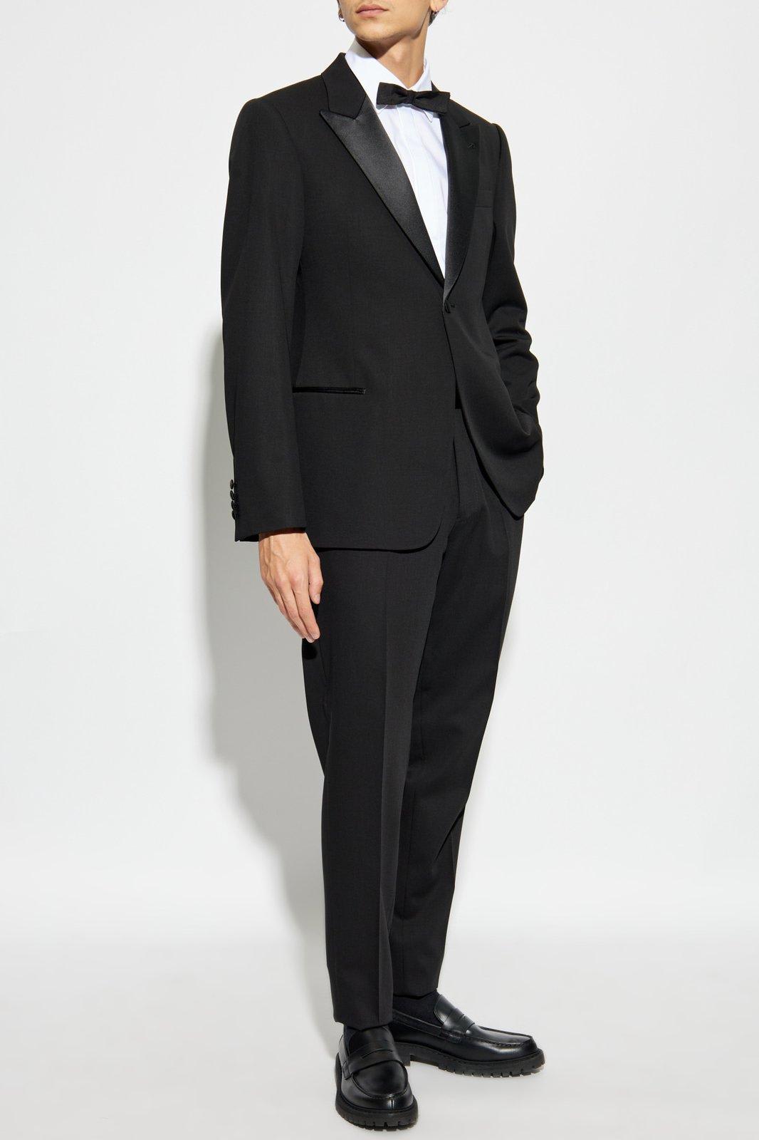 Shop Emporio Armani Wool Tuxedo In Nero Carbone