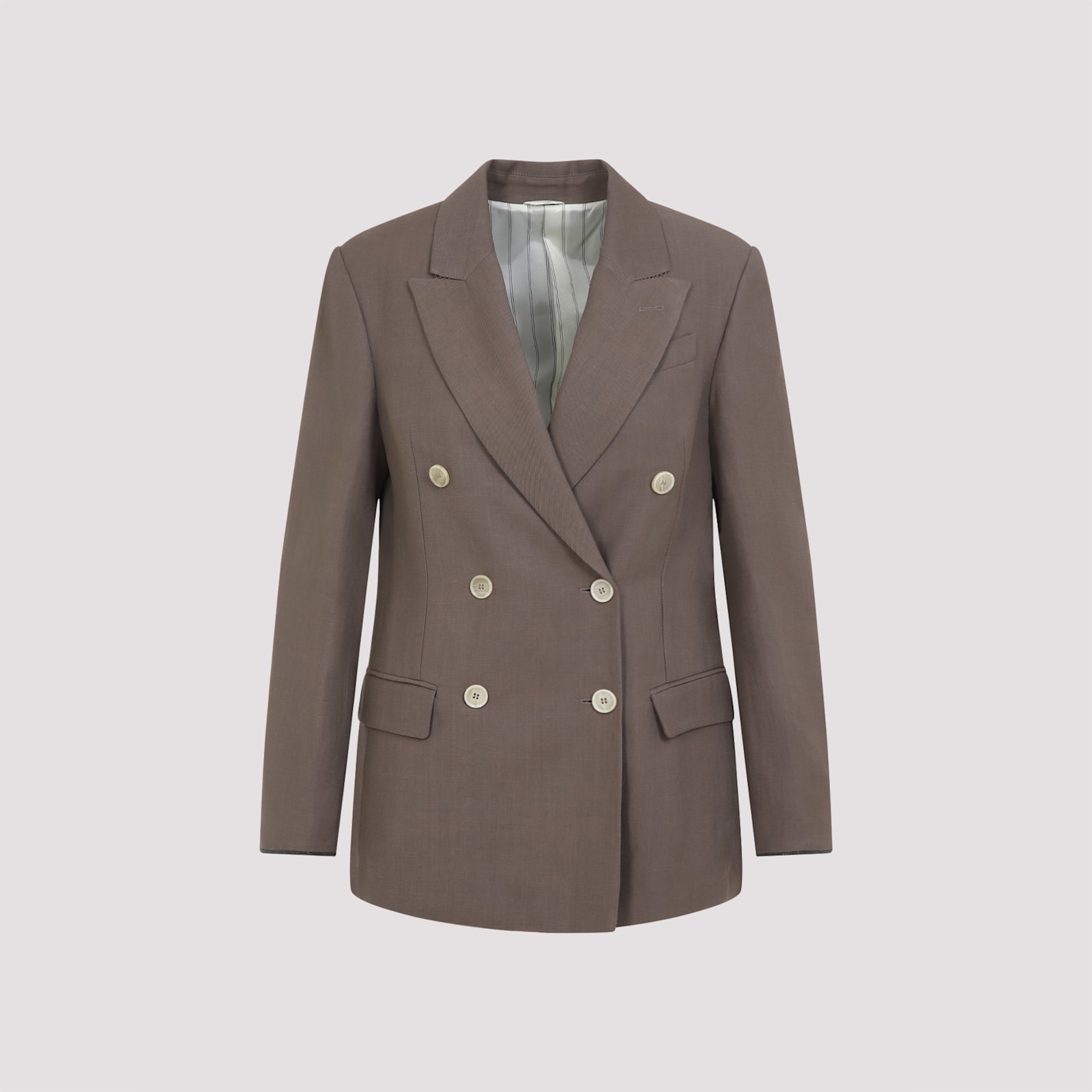 Brunello Cucinelli Tailleur Brown Viscose Jacket In Brown