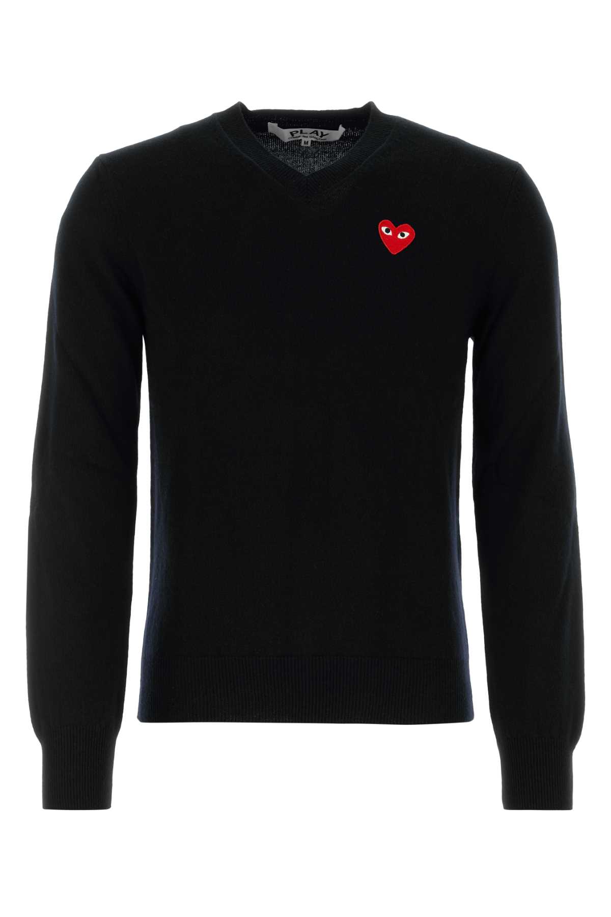 Shop Comme Des Garçons Play Black Wool Sweater In Blk