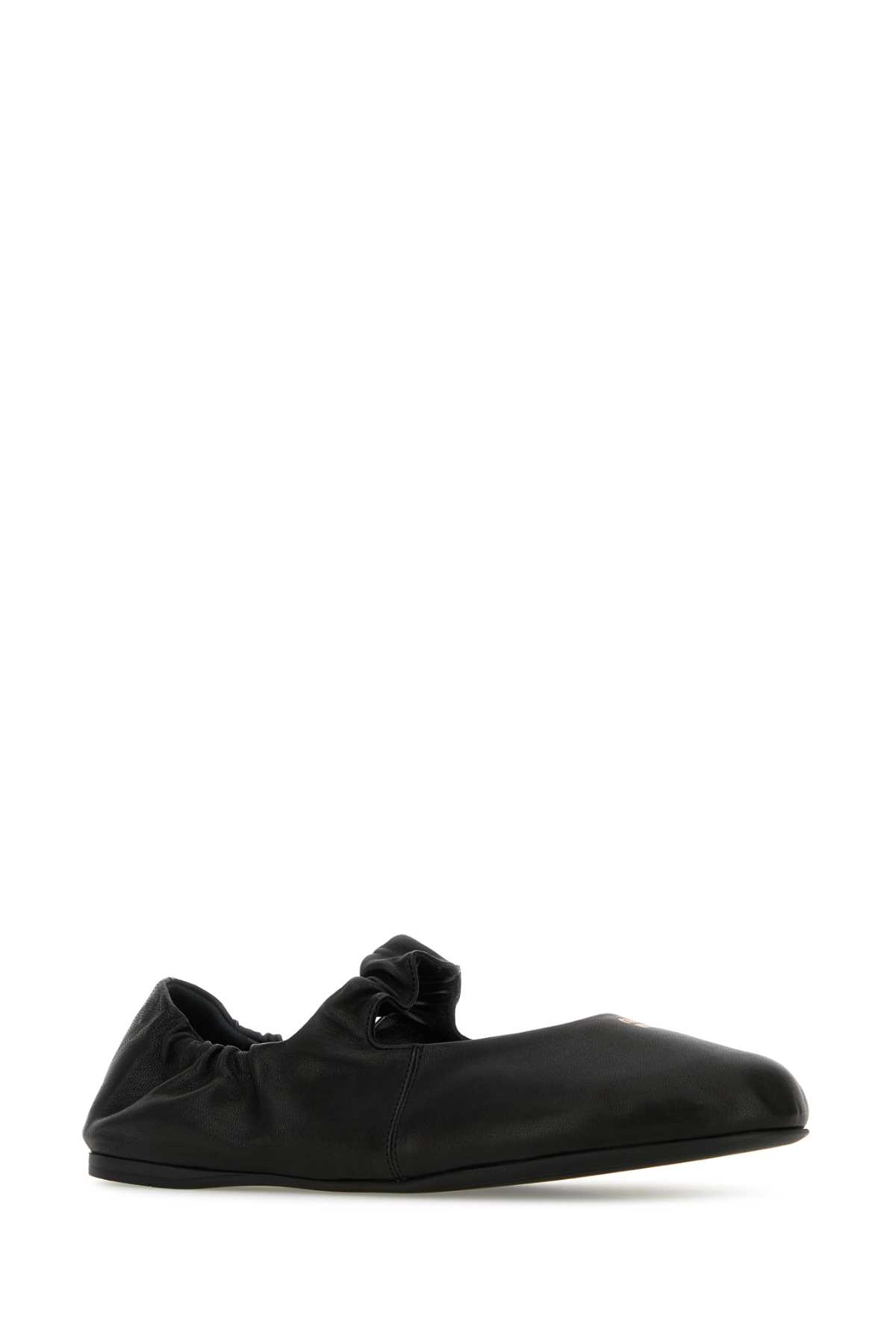 Miu Miu Ruched Nappa Leather Ballet Flats In Black