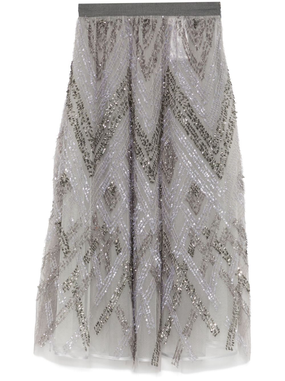 Shop Elisabetta Franchi Classic Skirt In Steel