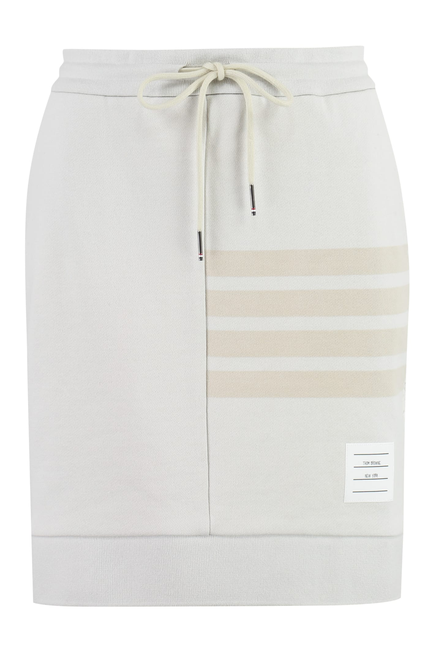 Shop Thom Browne Cotton Mini-skirt In Ecru