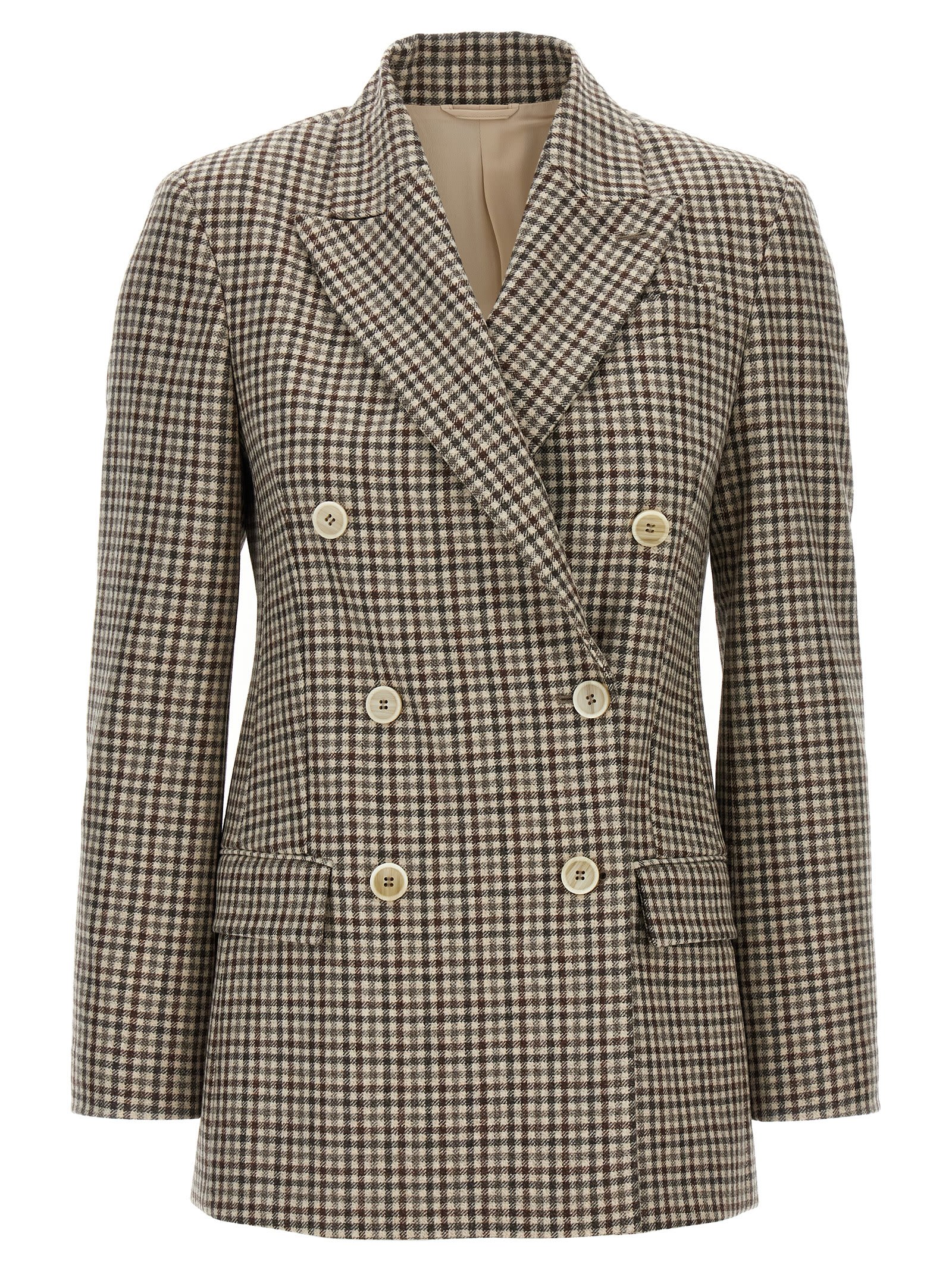Brunello Cucinelli Women Blazer Check Monile In Brown