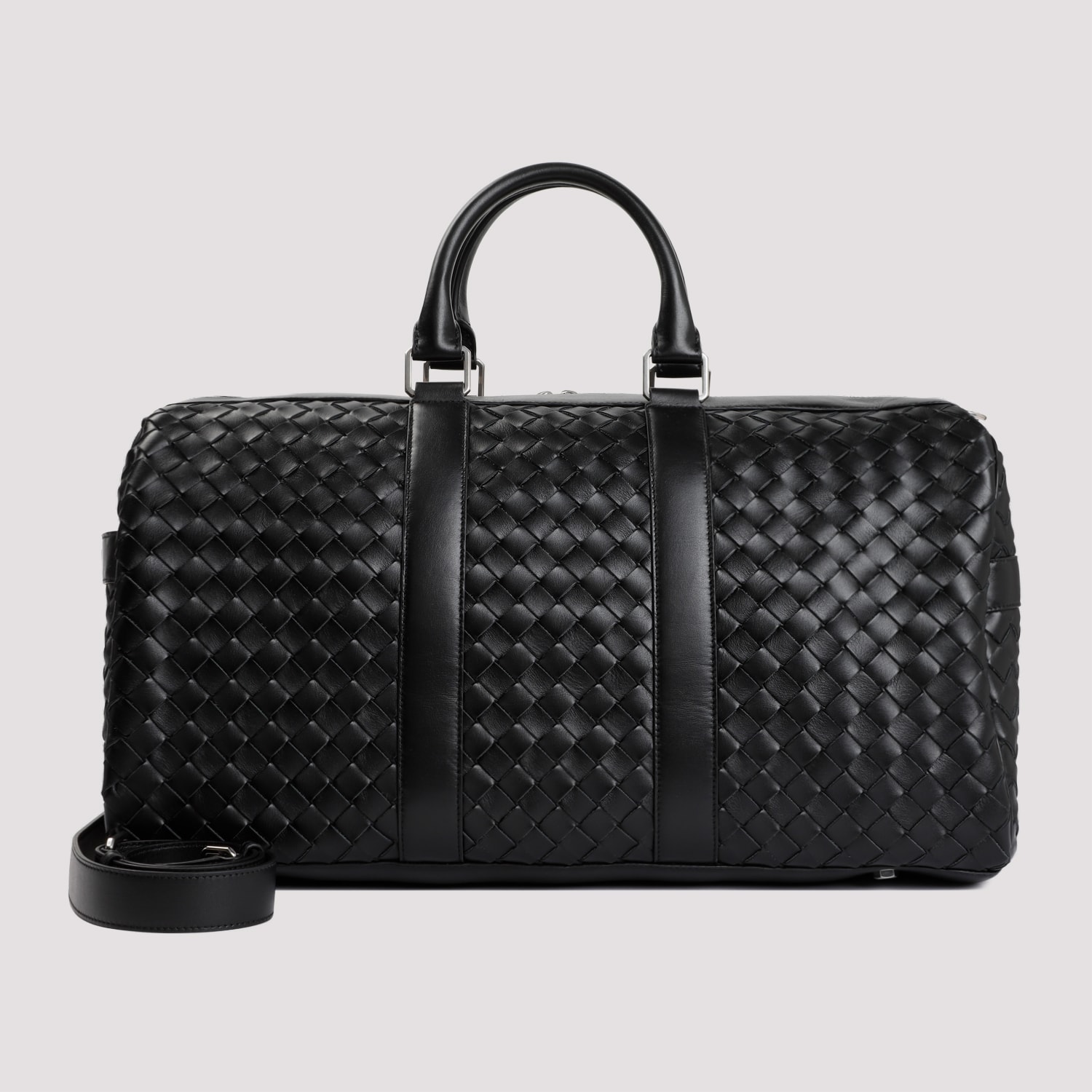 Shop Bottega Veneta Classic Intrecciato Duffle Bag In Black