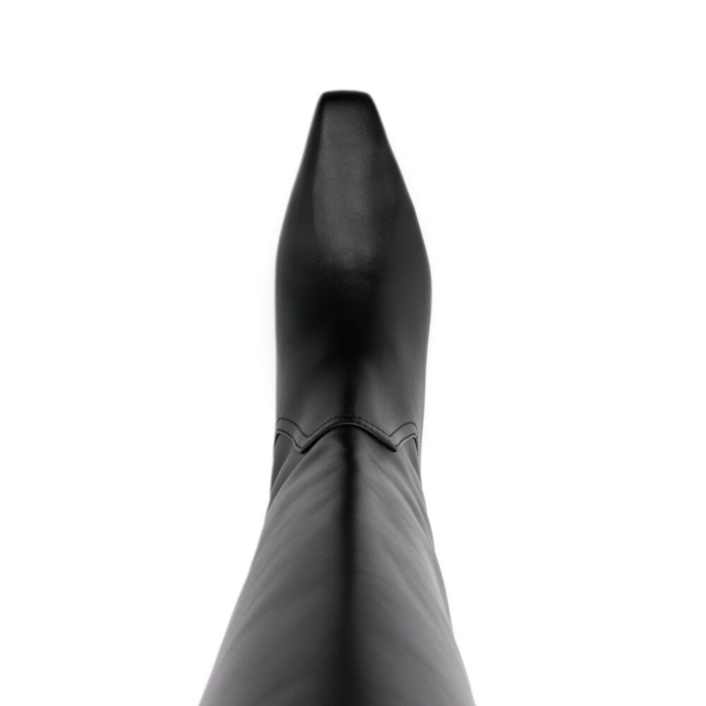 Paris Texas Leather Bettina Boots With Squared Toe In Black