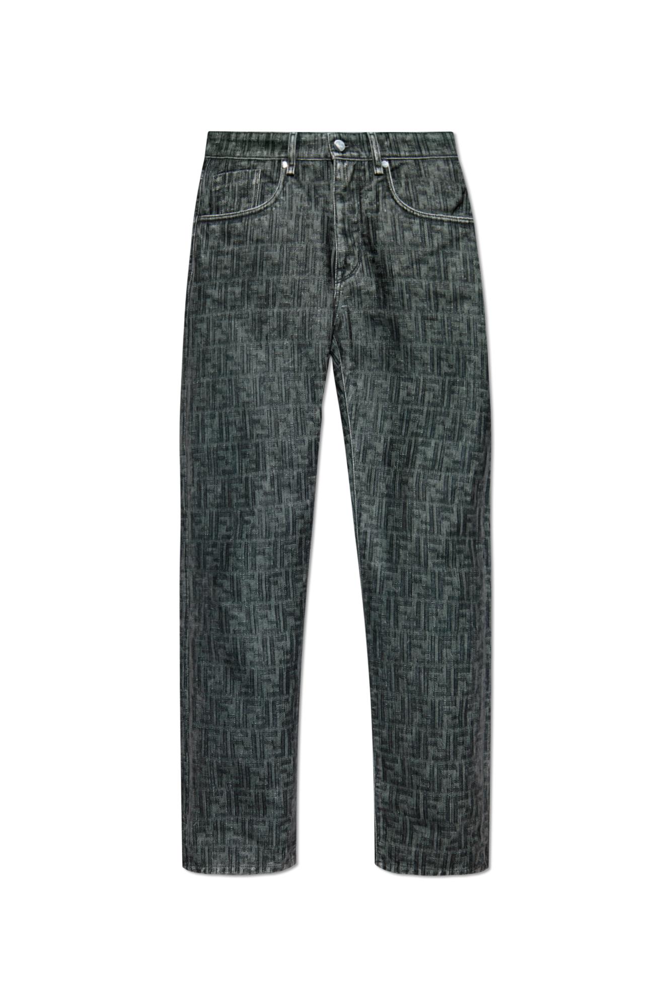 Shop Fendi Monogram Jeans In Grigio