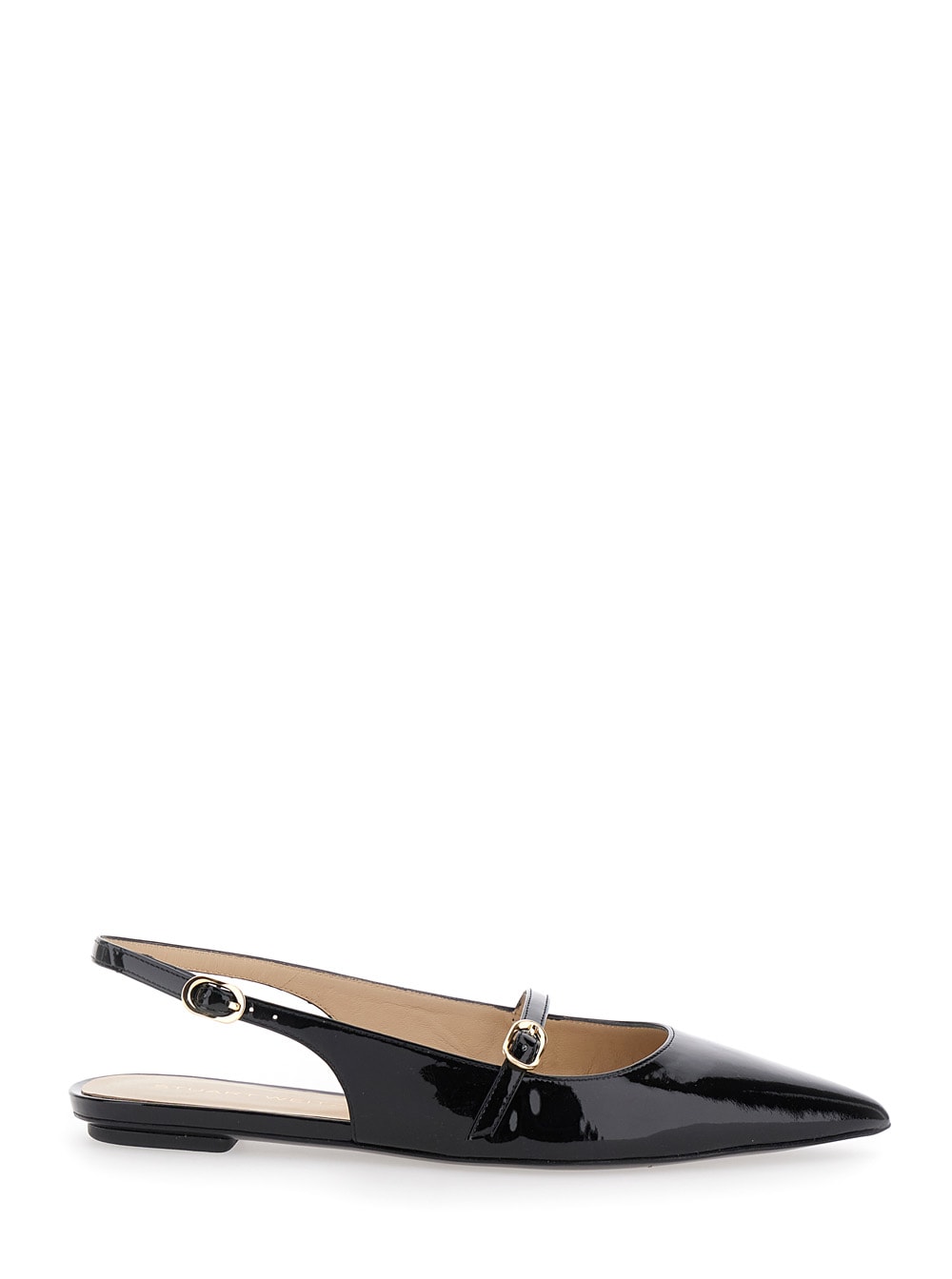 Stuart Weitzman 'emilia' Black Slingback Sandals With Adjustable Strap Closure
