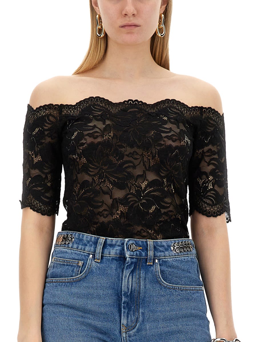 Shop Rabanne Lace Top In Black