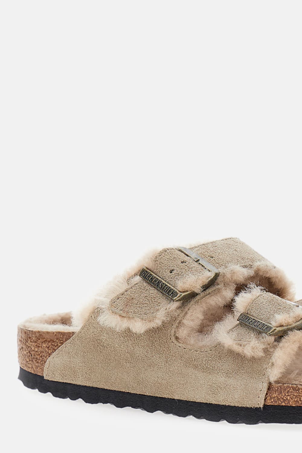 Birkenstock Arizona Genuine Shearling Lined Slide Sandal In Gray