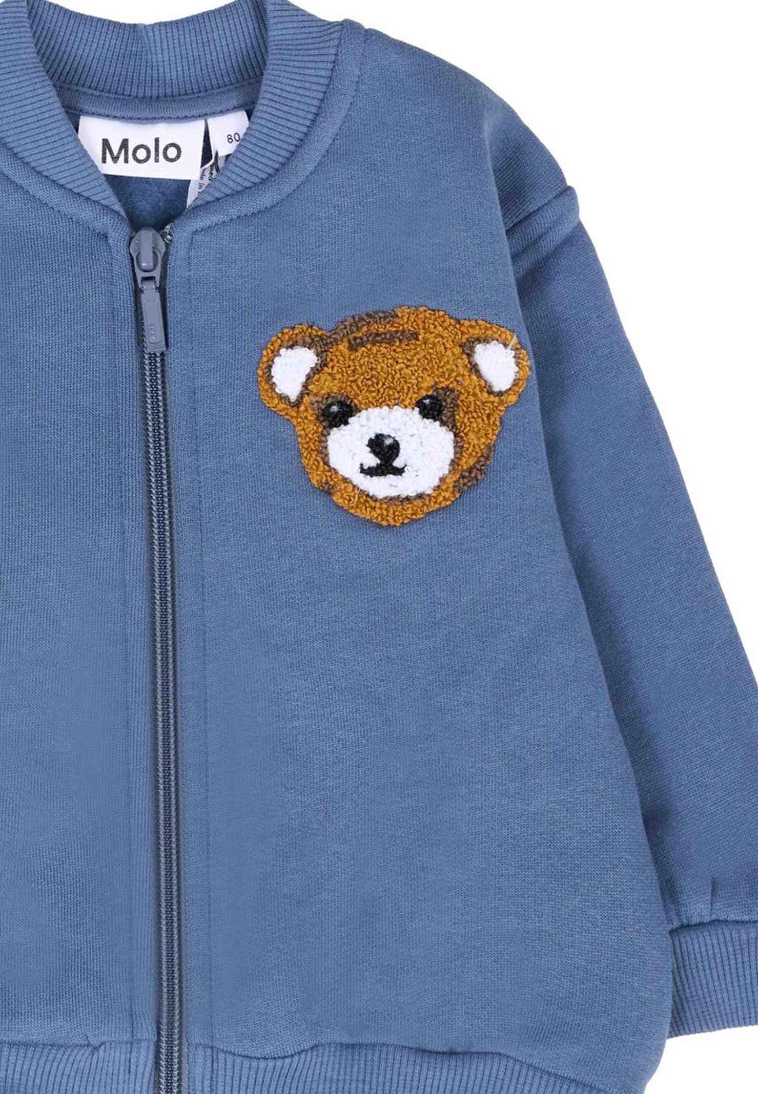 Molo Blue Sweatshirt For Baby Boy With Bear In Blue