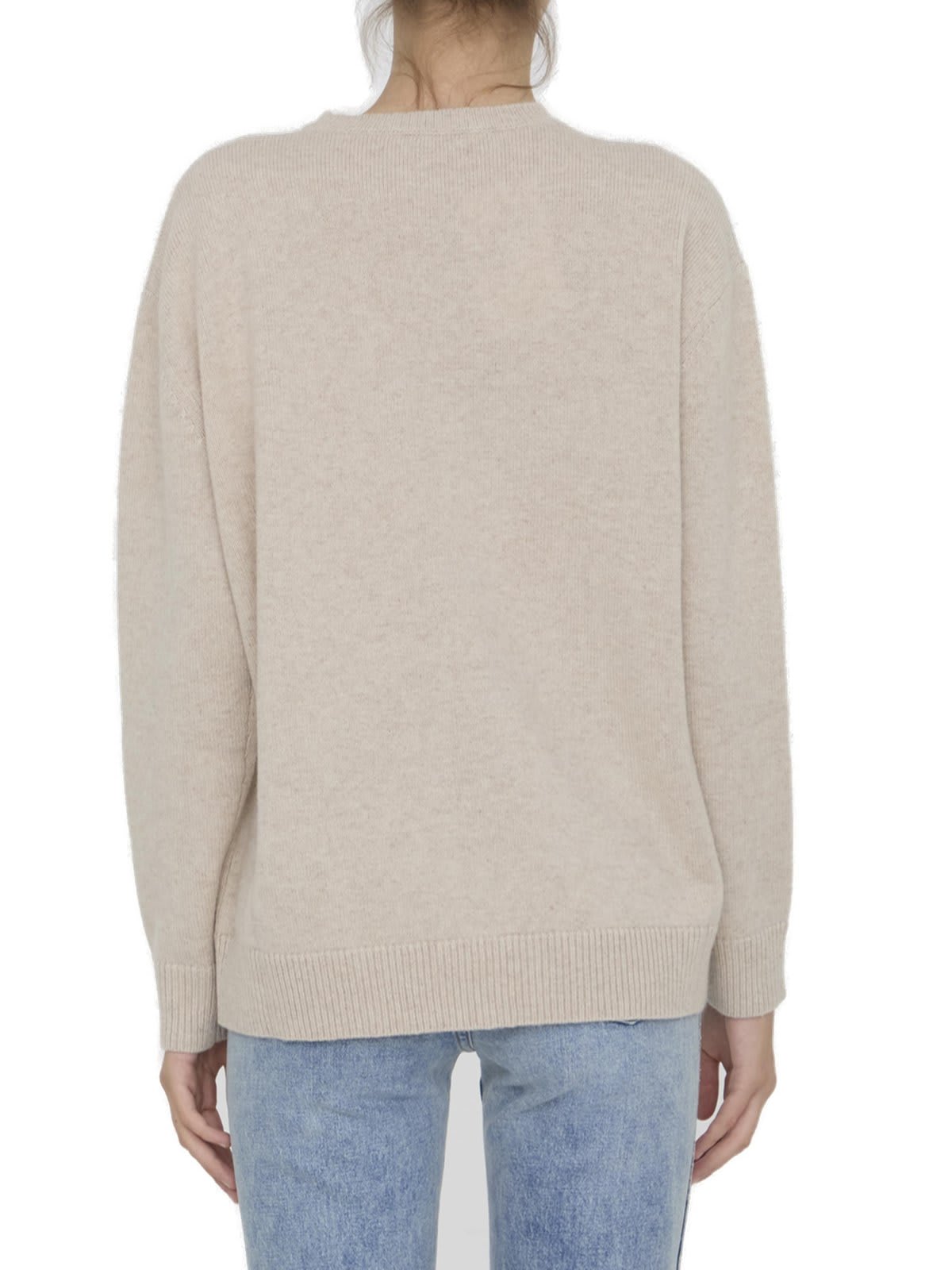 Shop Max Mara Crewneck Knitted Jumper In Beige