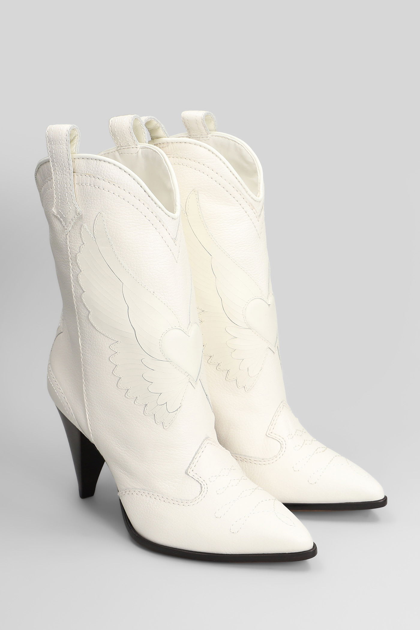 Sophia Webster Cherub Texan Ankle Boots In White Leather In White