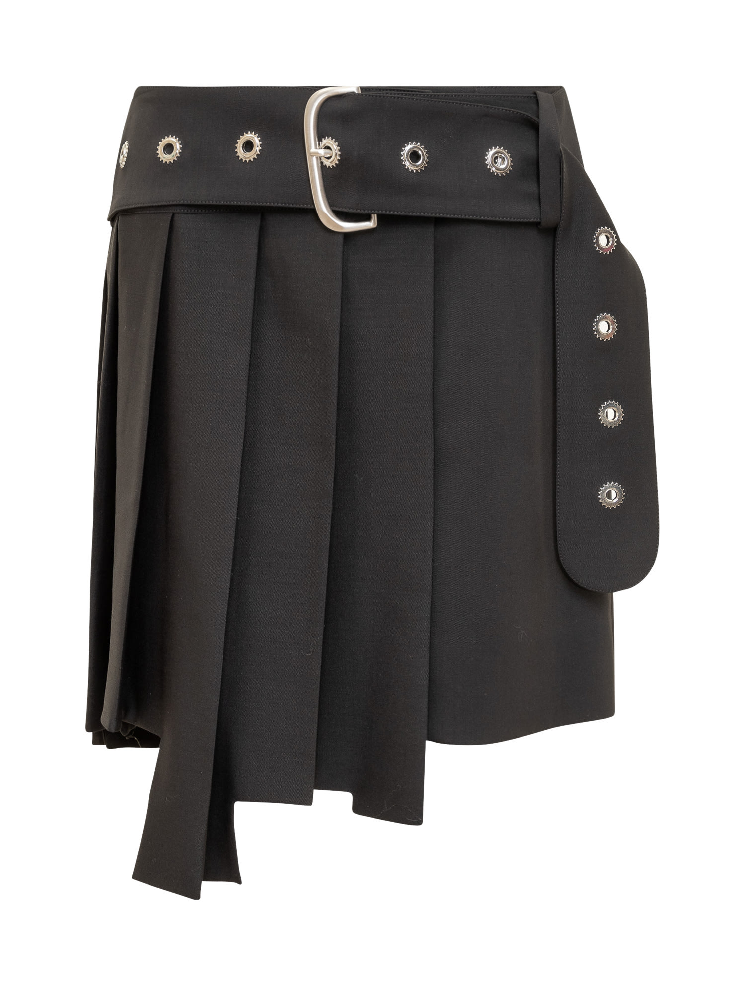 Off-white Pleated Asymmetric Skirt In Black
