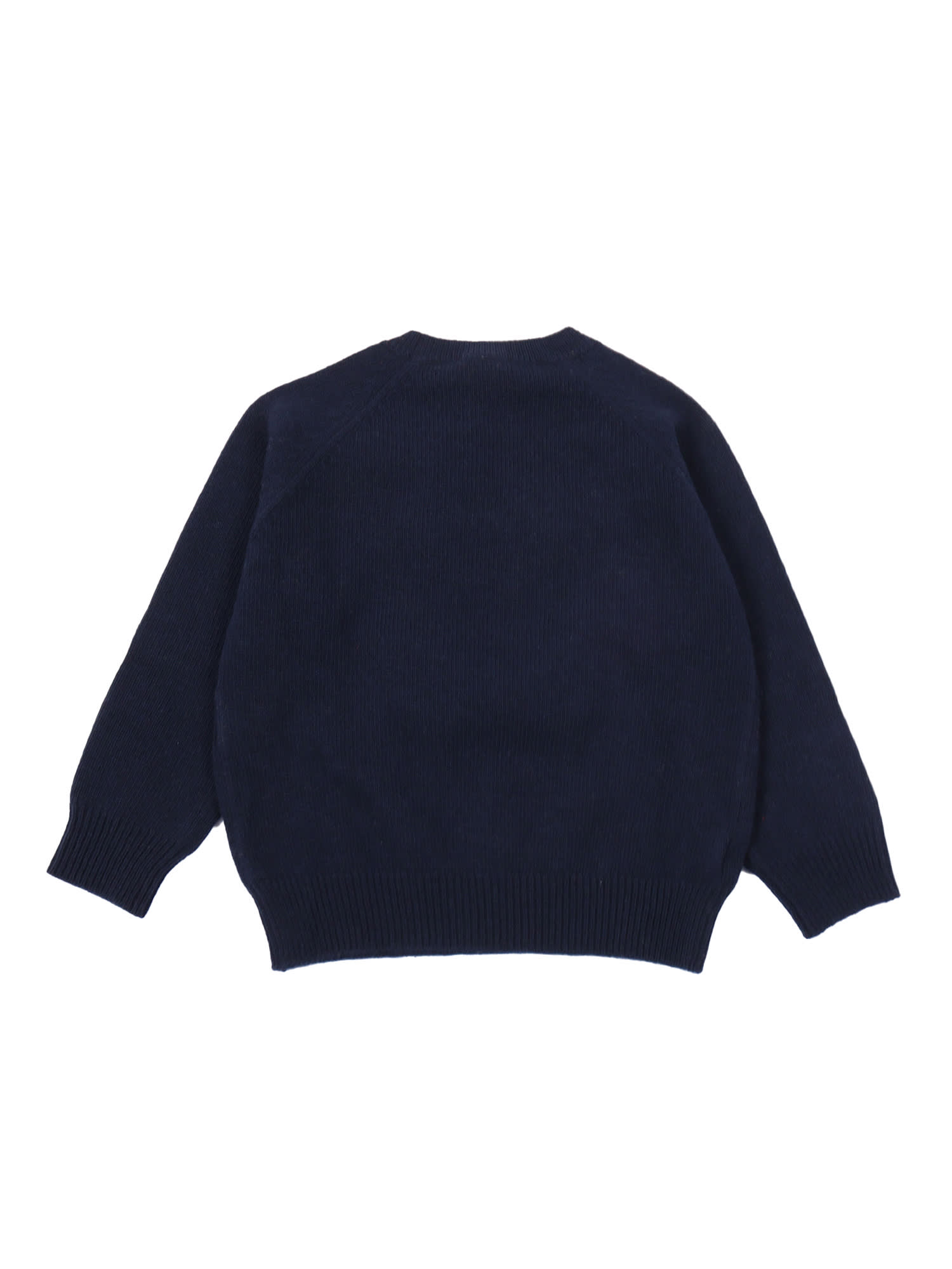 Il Gufo Patch-appliqué Virgin Wool Sweater In Blue