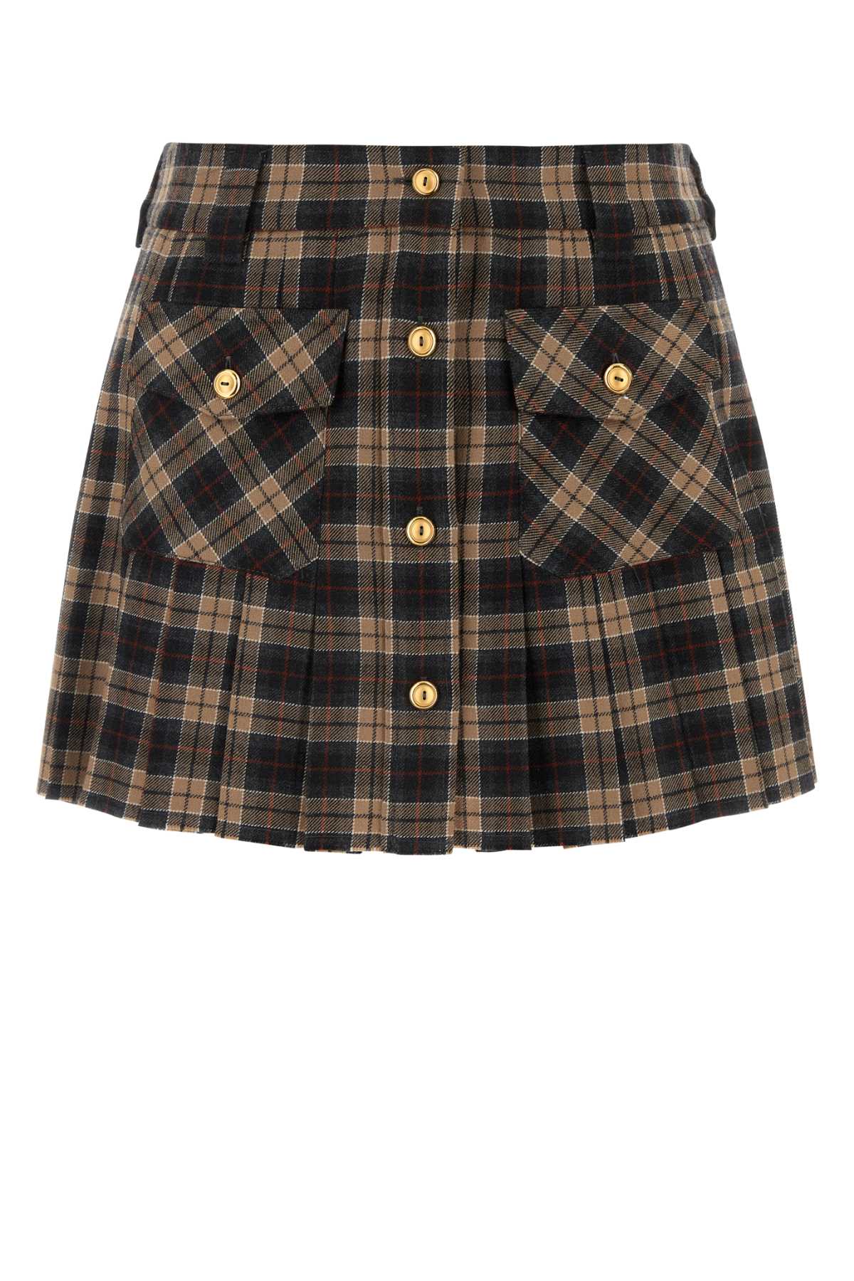 Embroidered Wool Mini Skirt