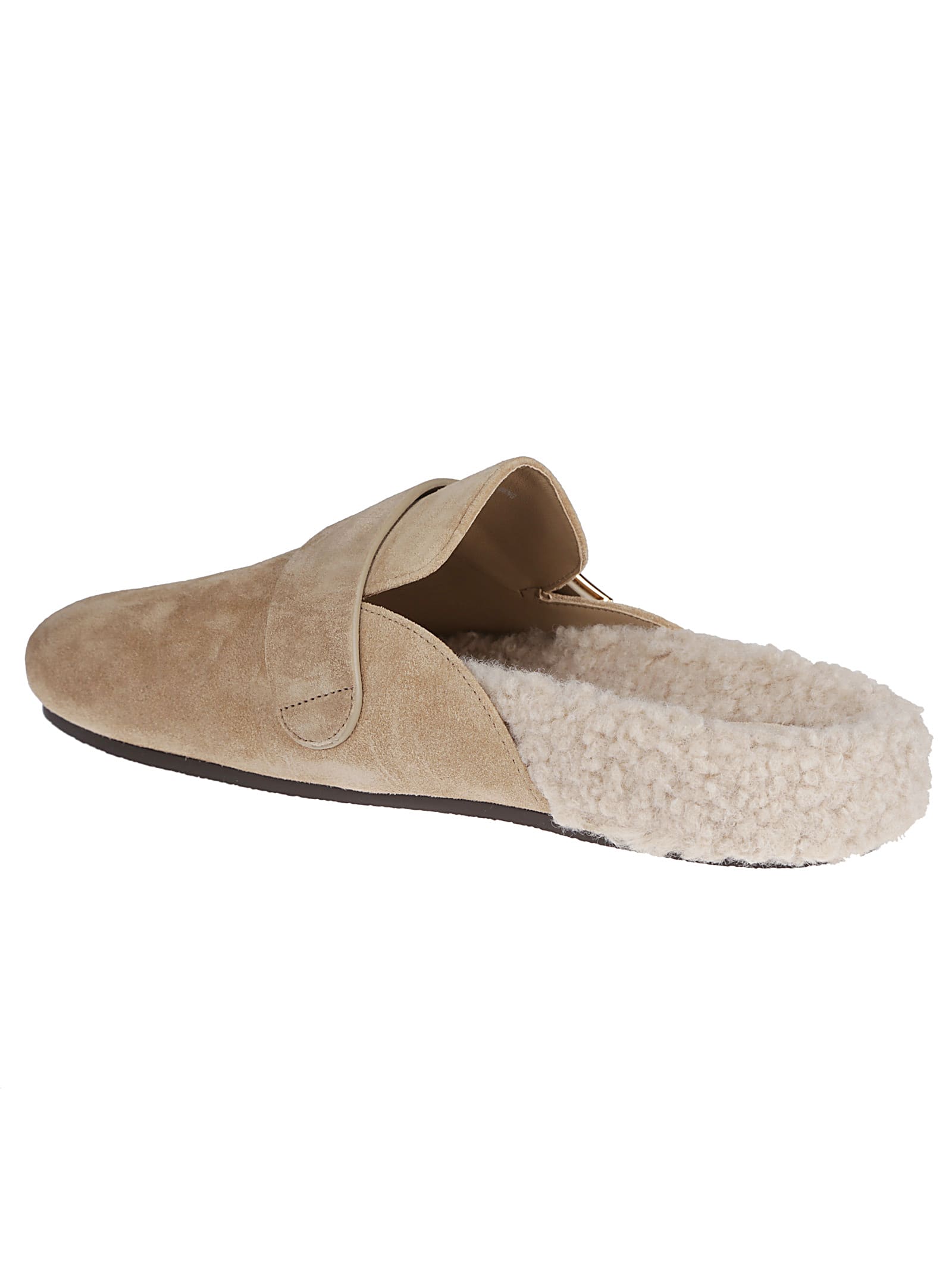 Shop Tory Burch Mellow Shearling Mules In Noisette/taupe