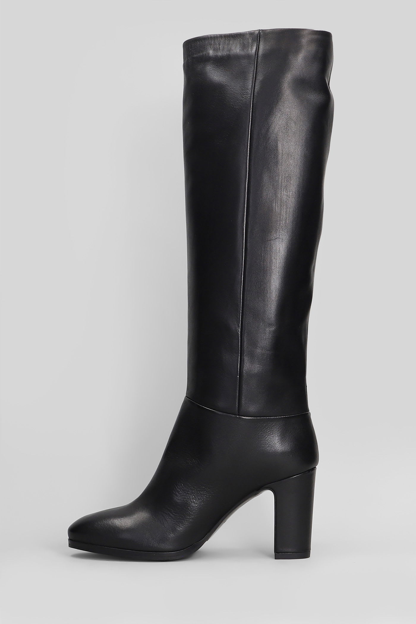 Julie Dee High Heels Boots In Black Leather In Multi