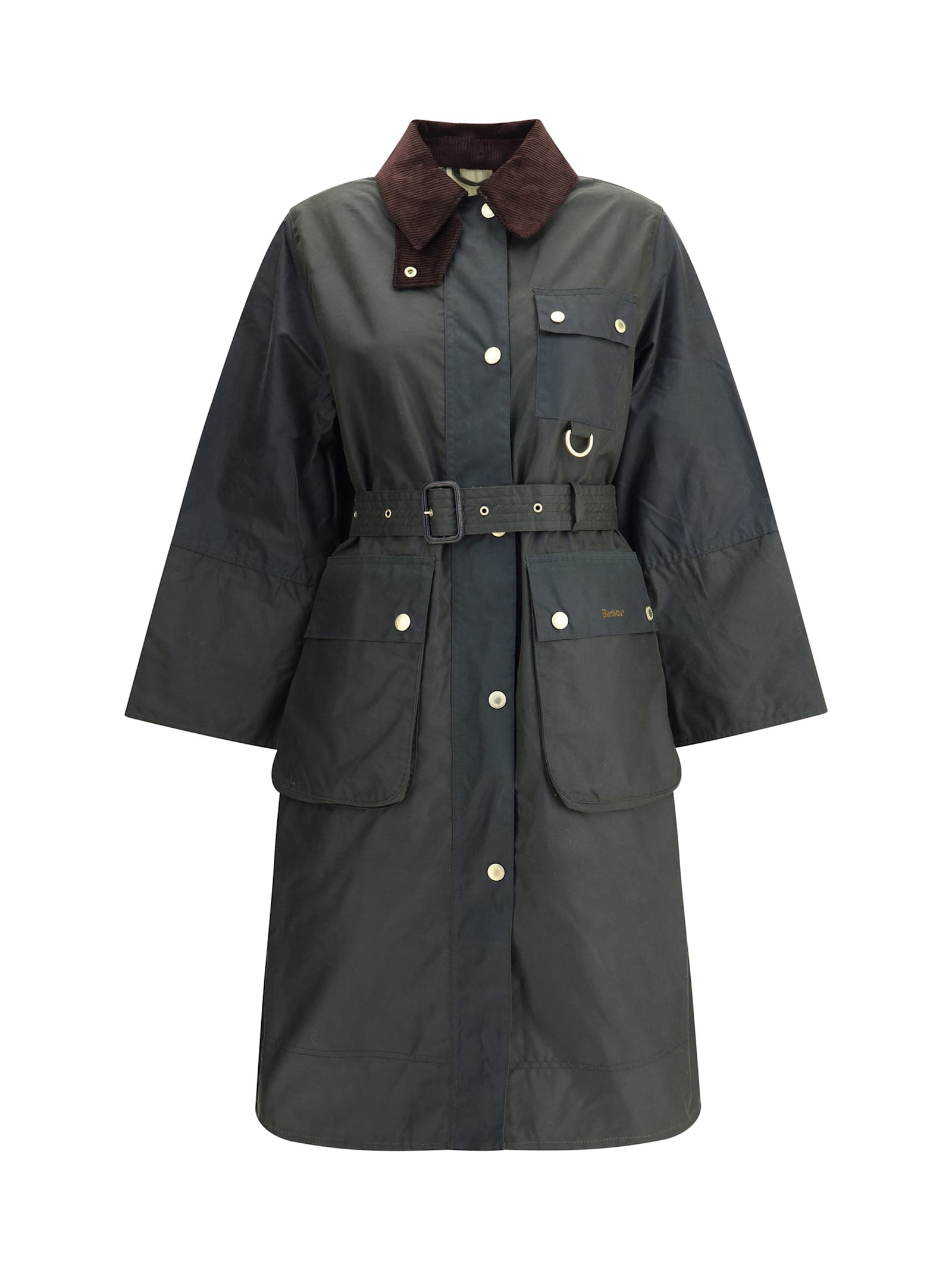 Barbour Belted Tartan-cuff Coat In Blue
