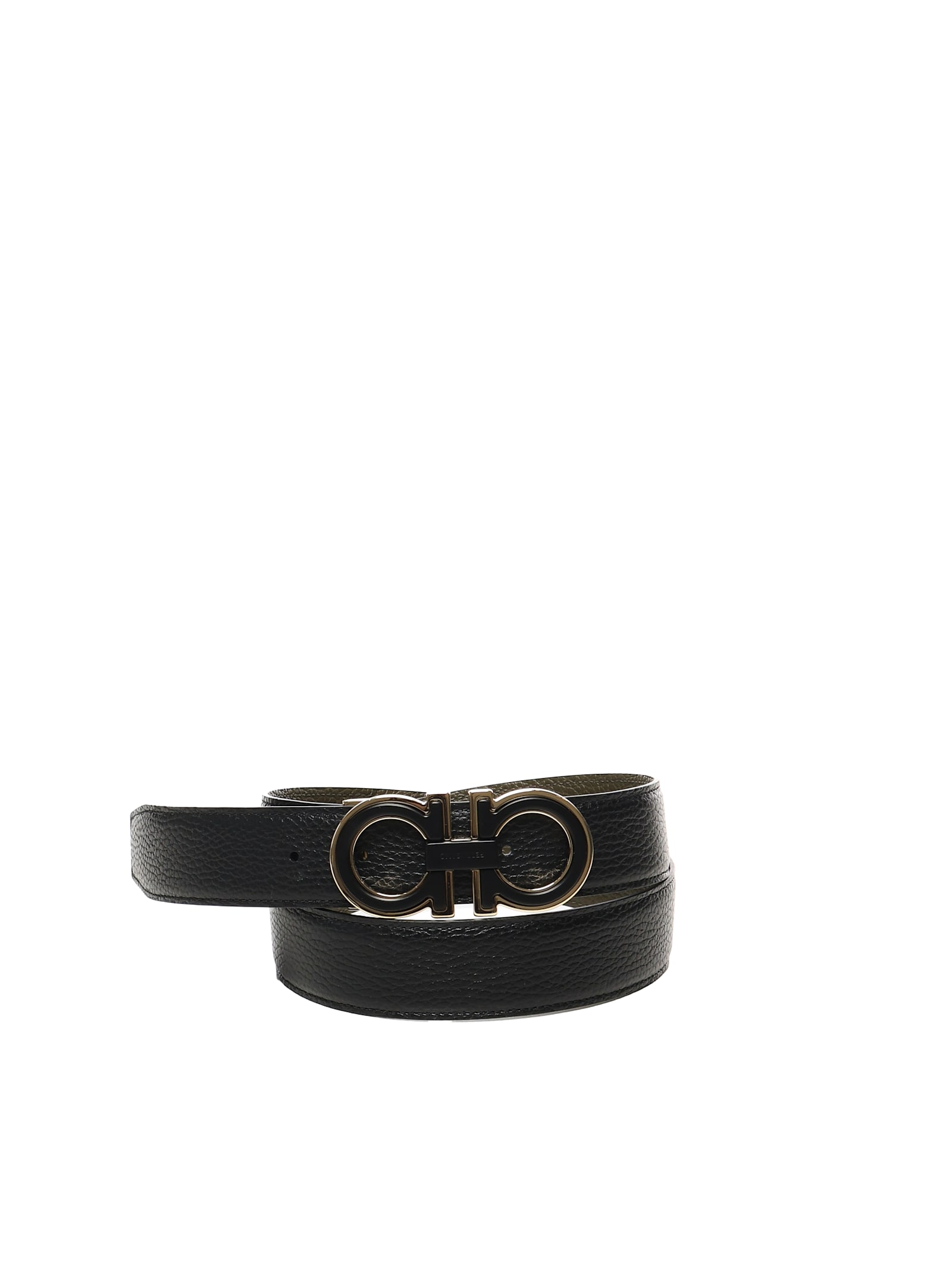 Ferragamo Gancini-buckle Leather Belt In Black