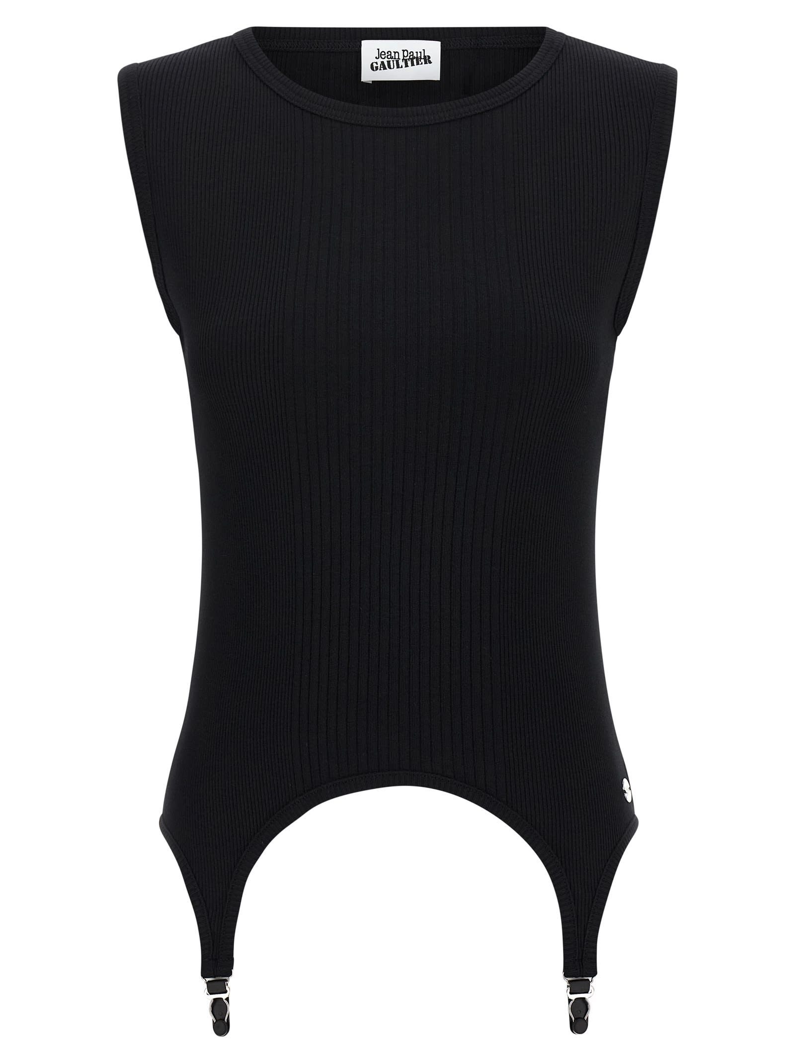 Jean Paul Gaultier Women Ribbed Tank Top With Lingerie Garter In Black