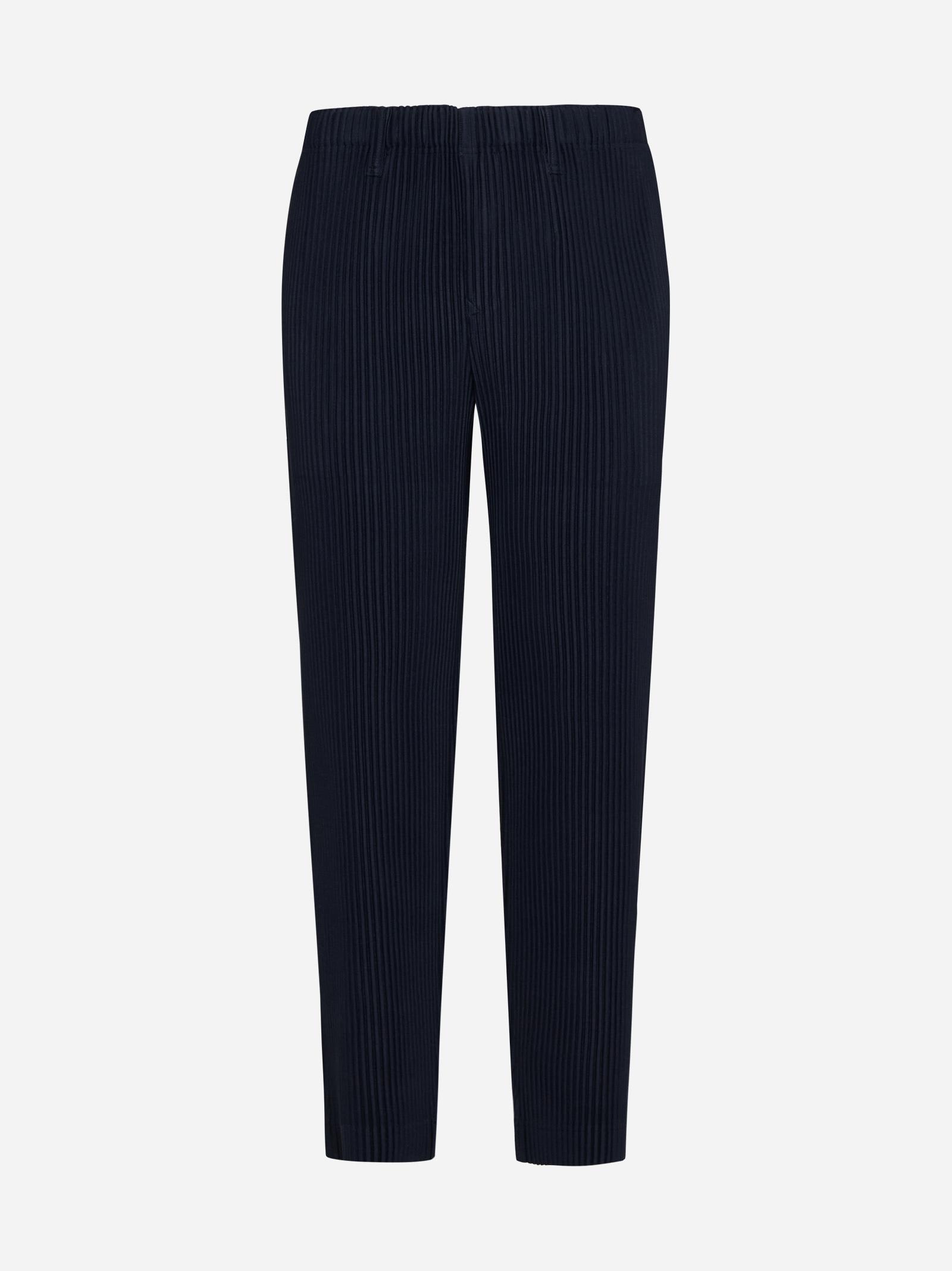 Shop Issey Miyake Pleated Fabric Trousers In Blue