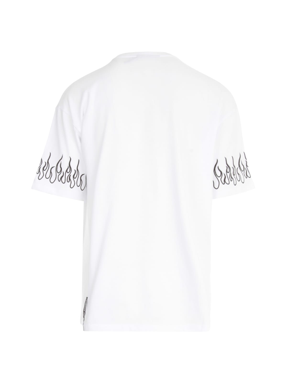 VISION OF SUPER WHITE T-SHIRT EMBROIDERED BLACK FLAME,11794352