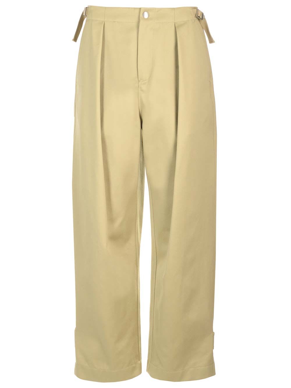 Shop Burberry Cotton Satin Trousers In Beige