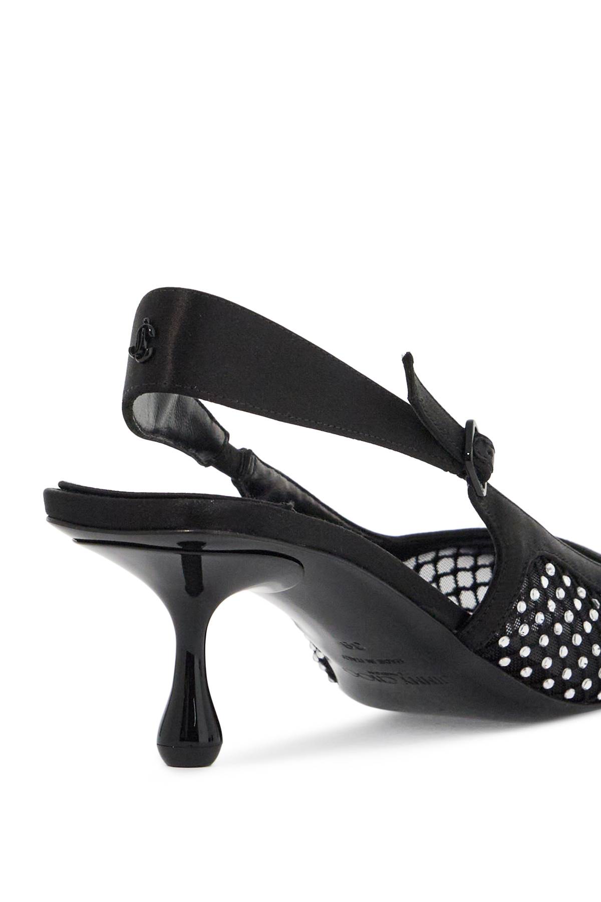 Shop Jimmy Choo Mesh And Satin Slingback Amel 50 Dã©col In Black Crystal (black)