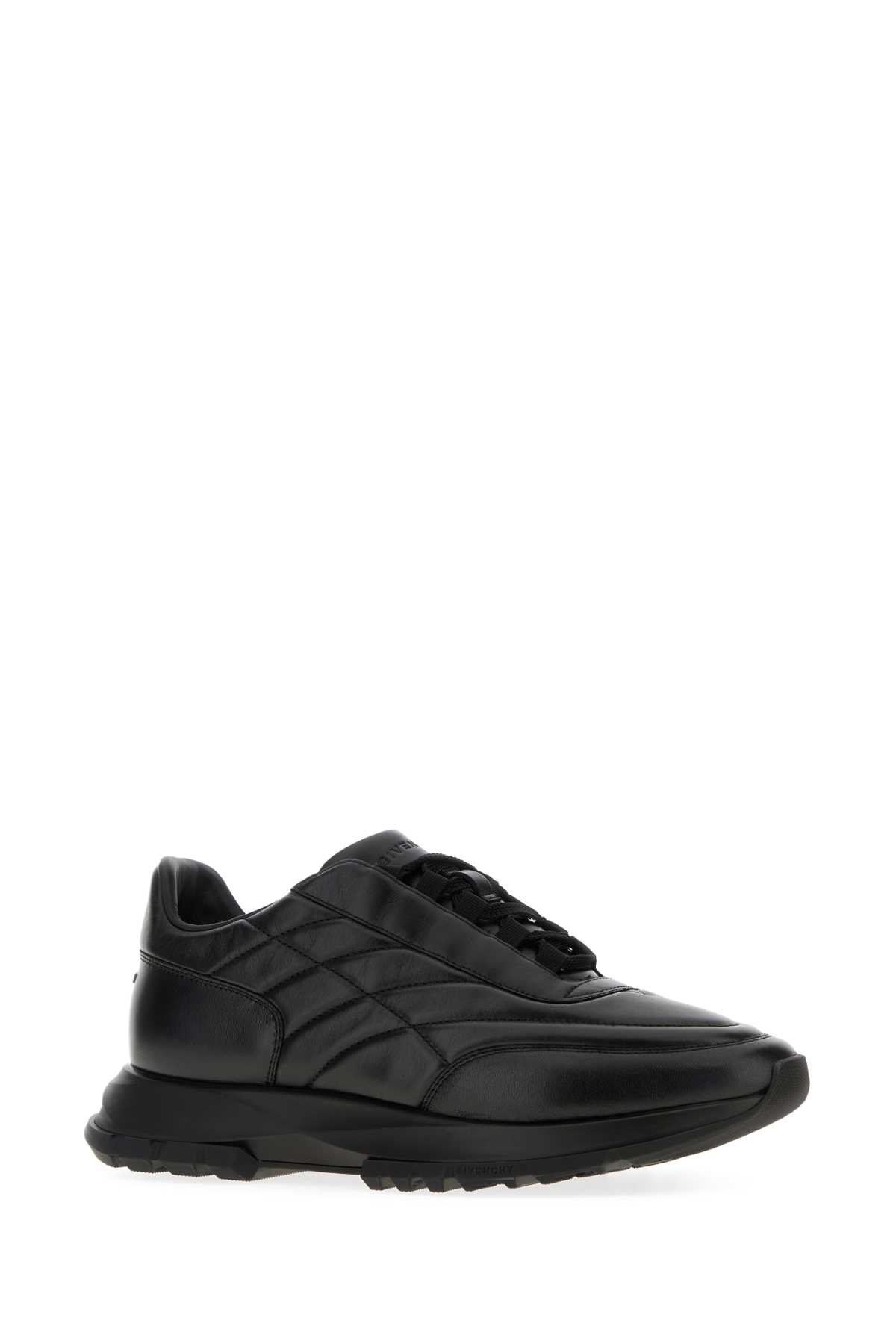 Givenchy Leather Round Toe Rubber Sole Sneakers In Black