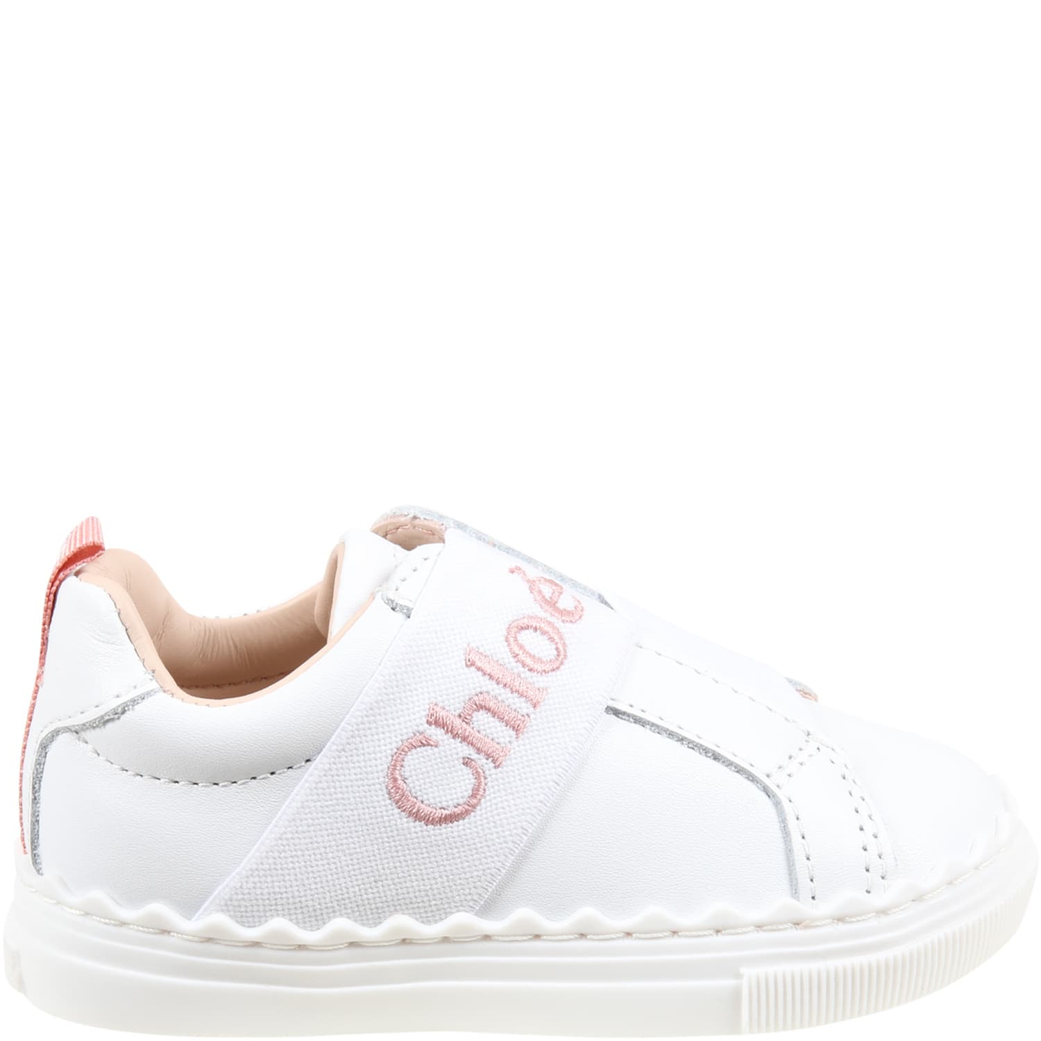 Chloé White Sneakers For Girl With Logo