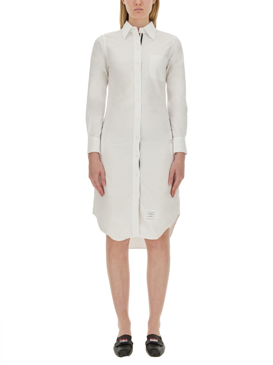 Shop Thom Browne Shirt Dress In White