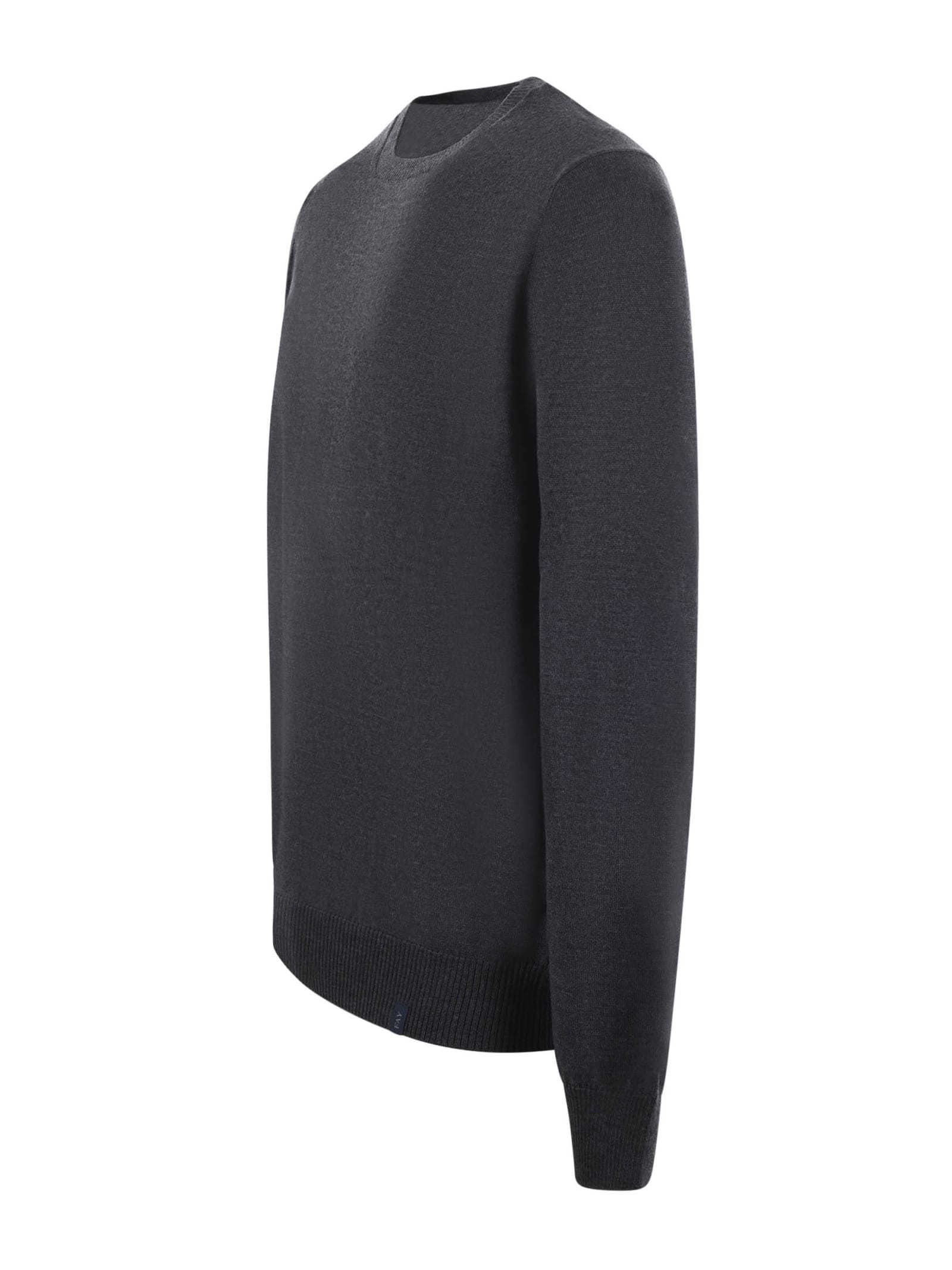 Fay Grey Virgin Wool Jumper In Grigio Scuro