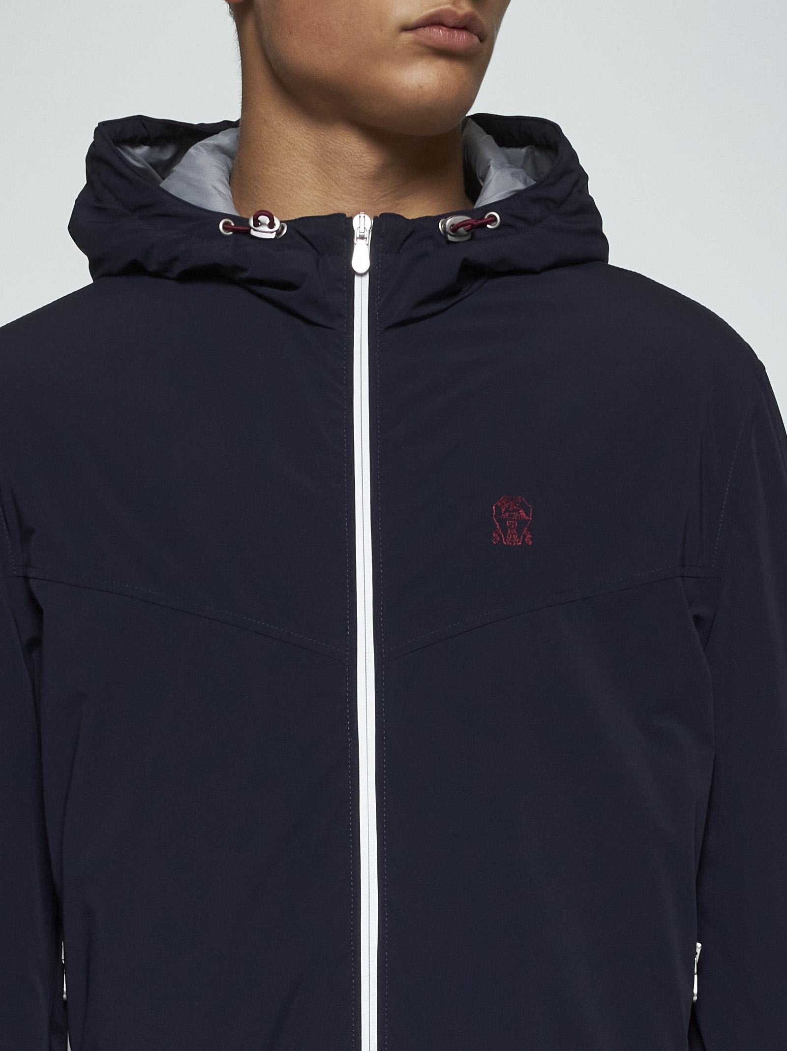 Shop Brunello Cucinelli Hooded Nylon Jacket In Blue