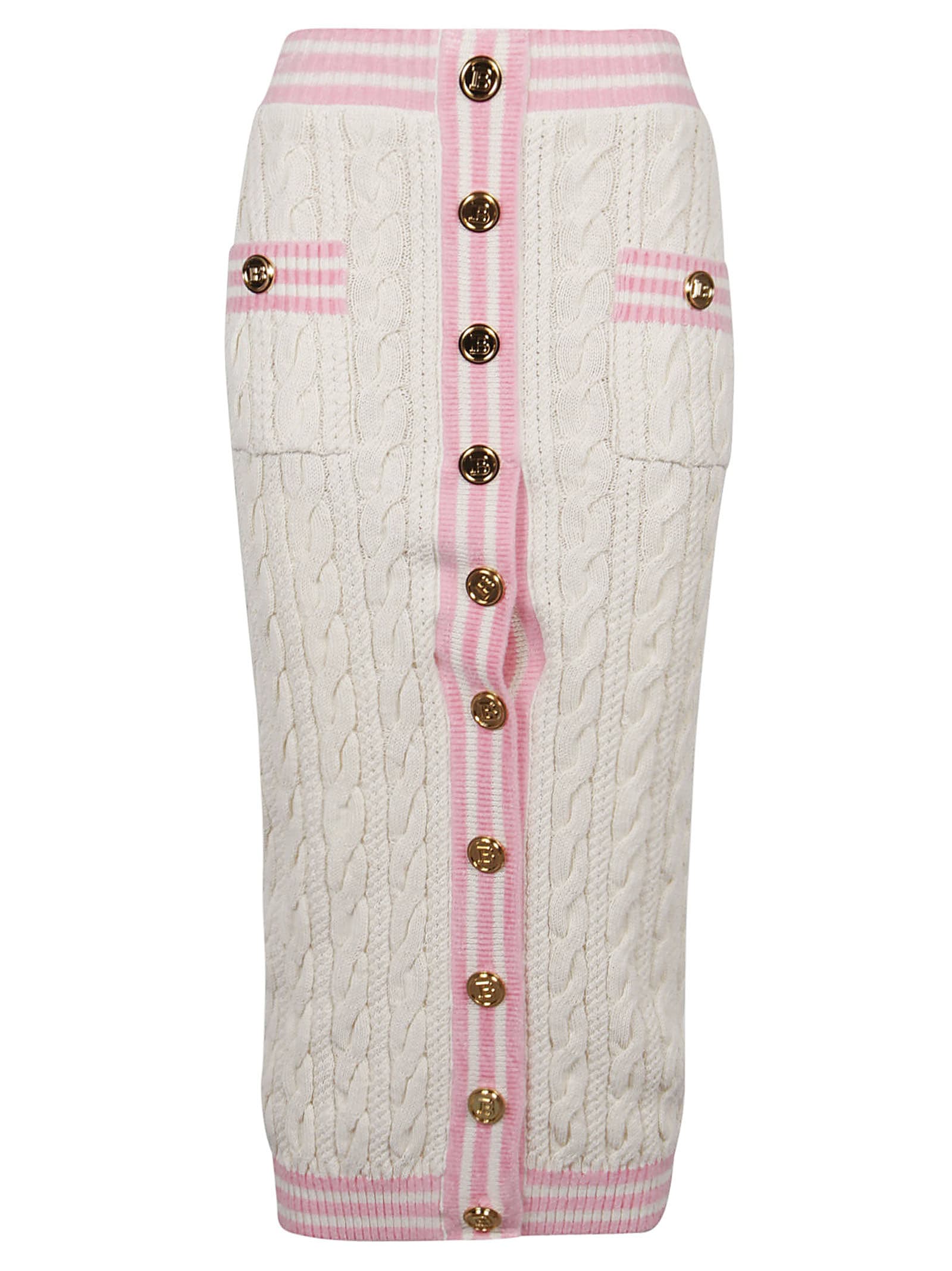 Balmain Multi-button Ribbed Skirt