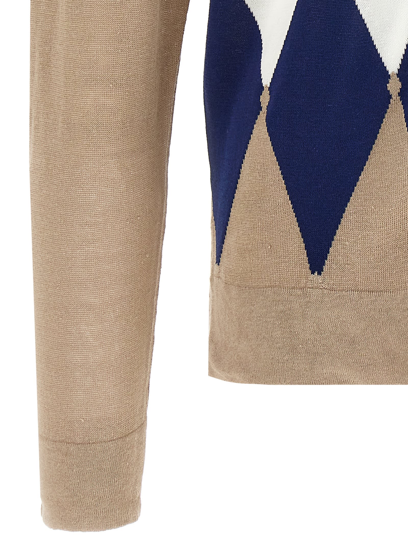 Ballantyne Beige Argyle Polo In Beige