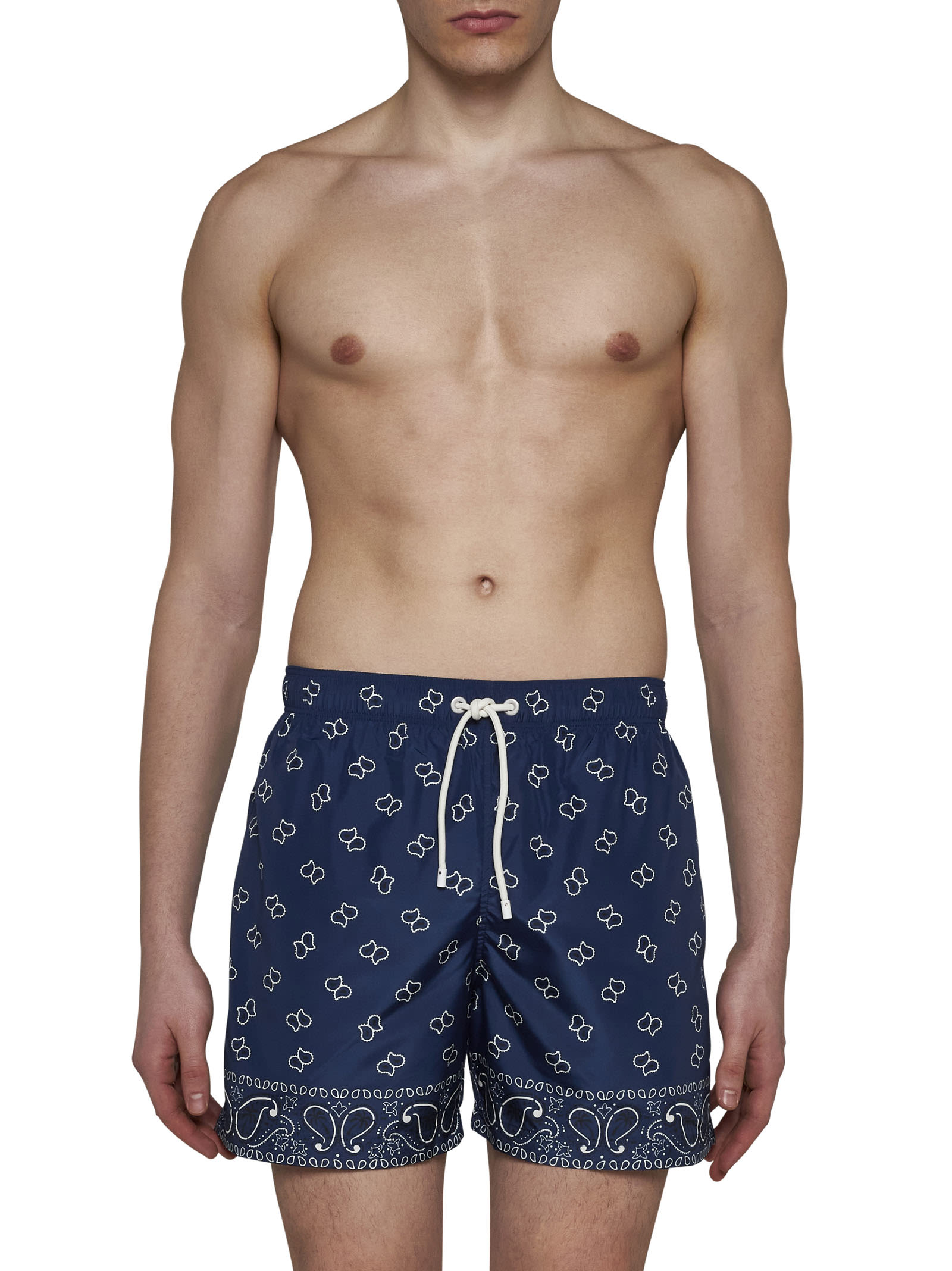 Shop Palm Angels Swimming Trunks In Navy Blue Navy Blue