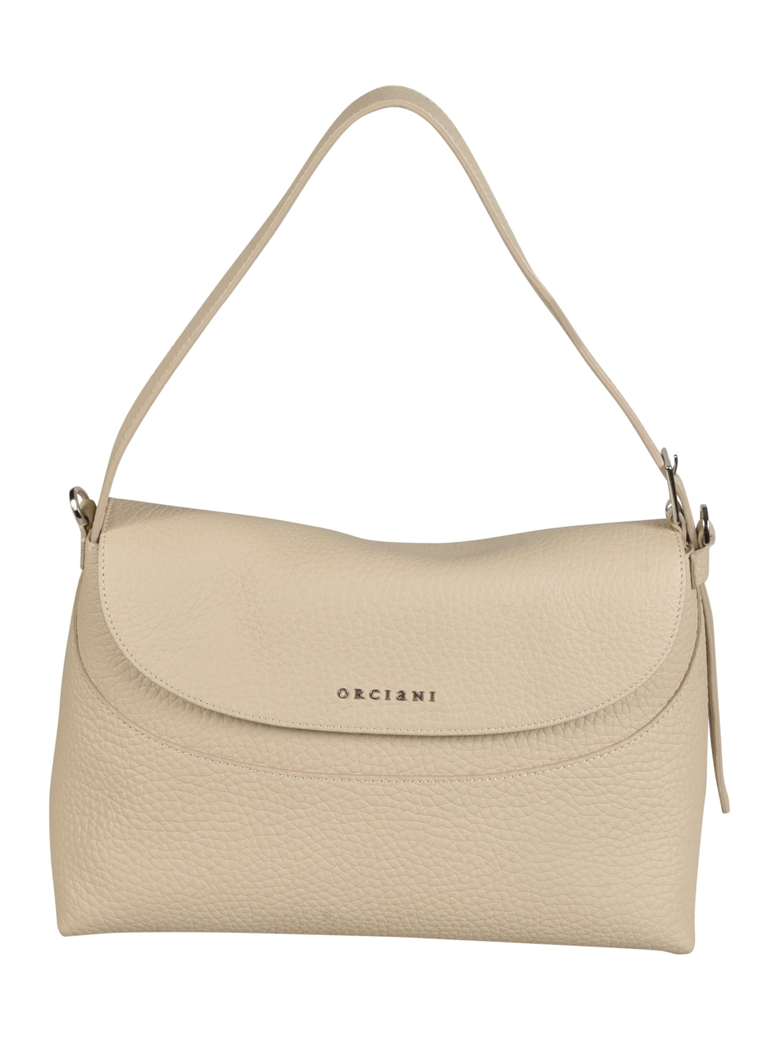 Shop Orciani Logo Flap Shoulder Bag In Ivory