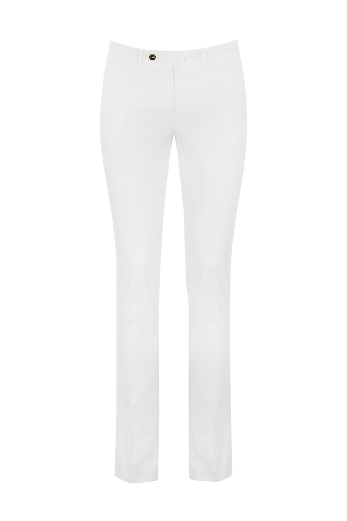 Shop Pt01 Cotton Gabardine Trousers In Bianco