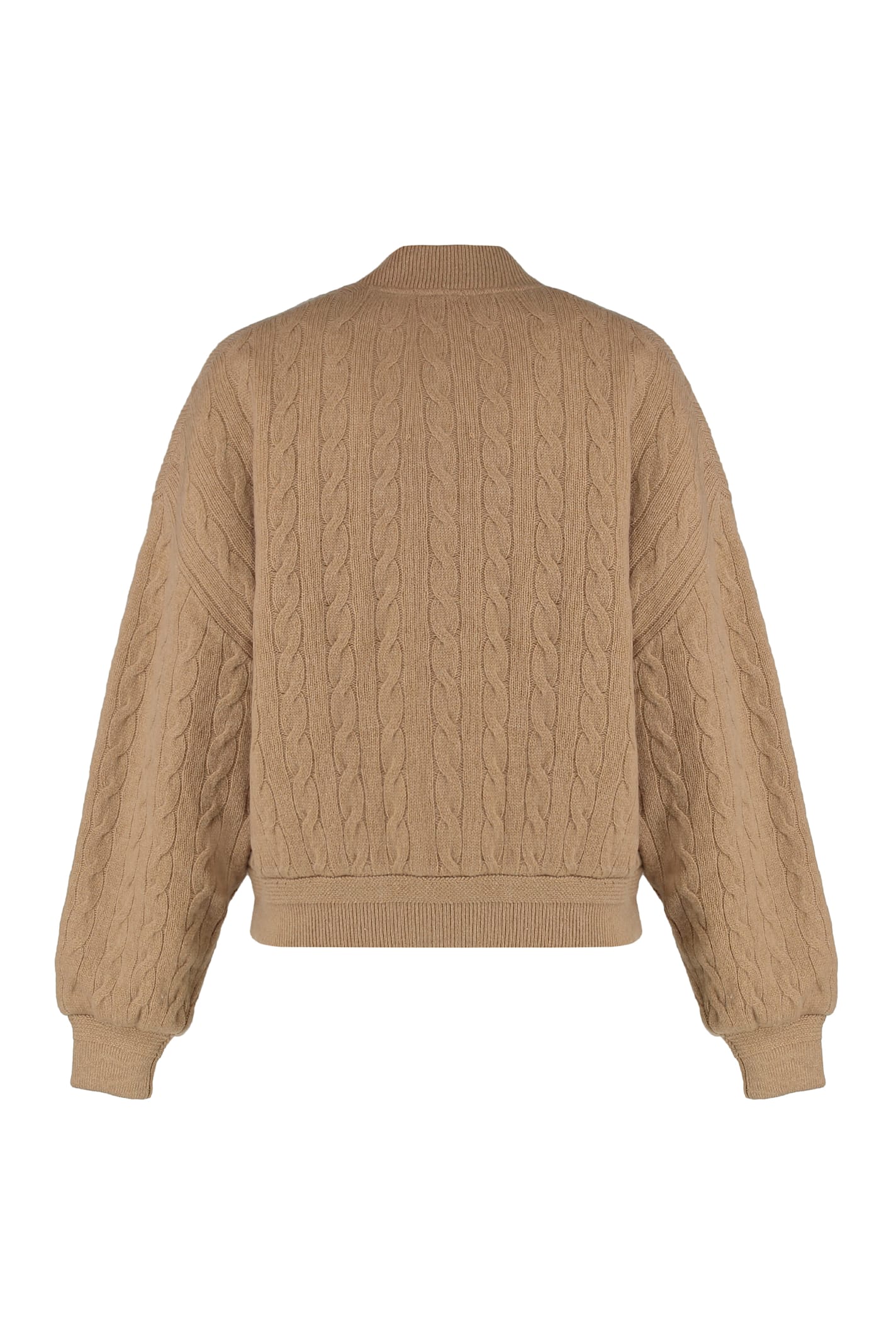 Polo Ralph Lauren Cable-knit Wool And Cashmere Bomber Jacket In Brown