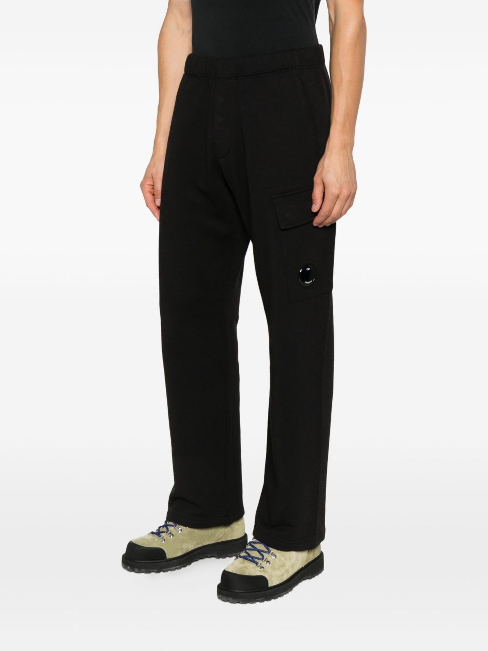 C.p. Company Black Linen And Cotton Blend Utility Trousers In Animal Print