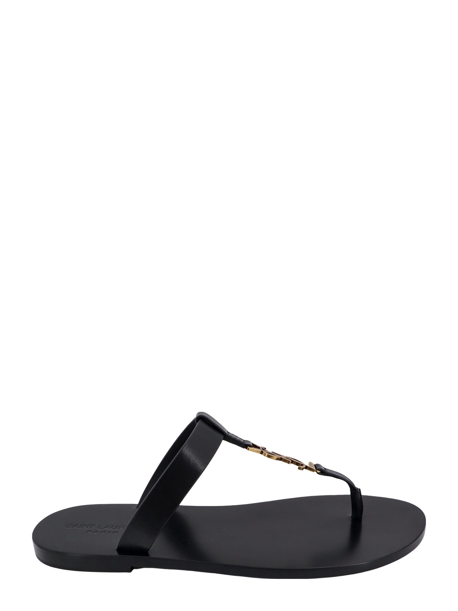 Shop Saint Laurent Cassandre Sandals In Noir