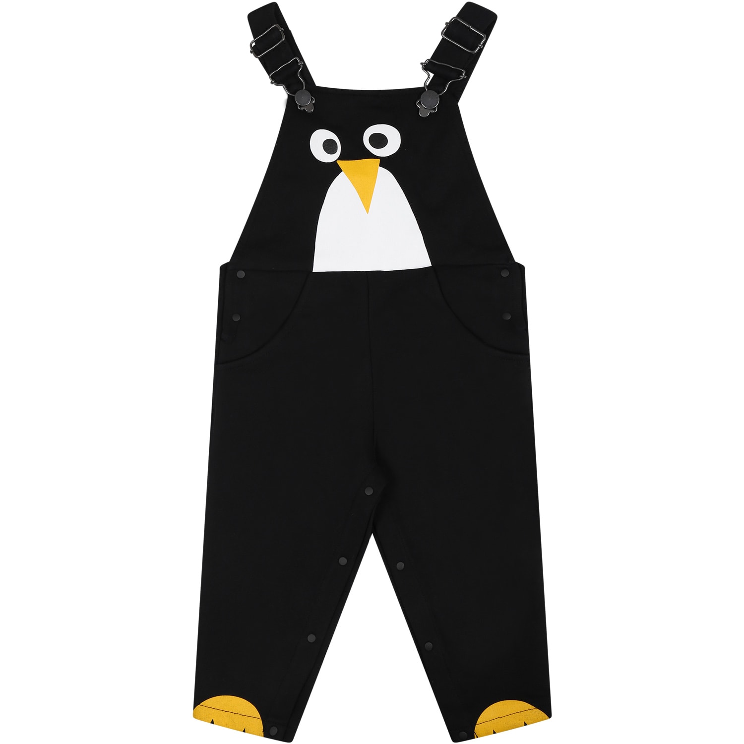 Shop Stella Mccartney Black Dungarees For Baby Boy With Print
