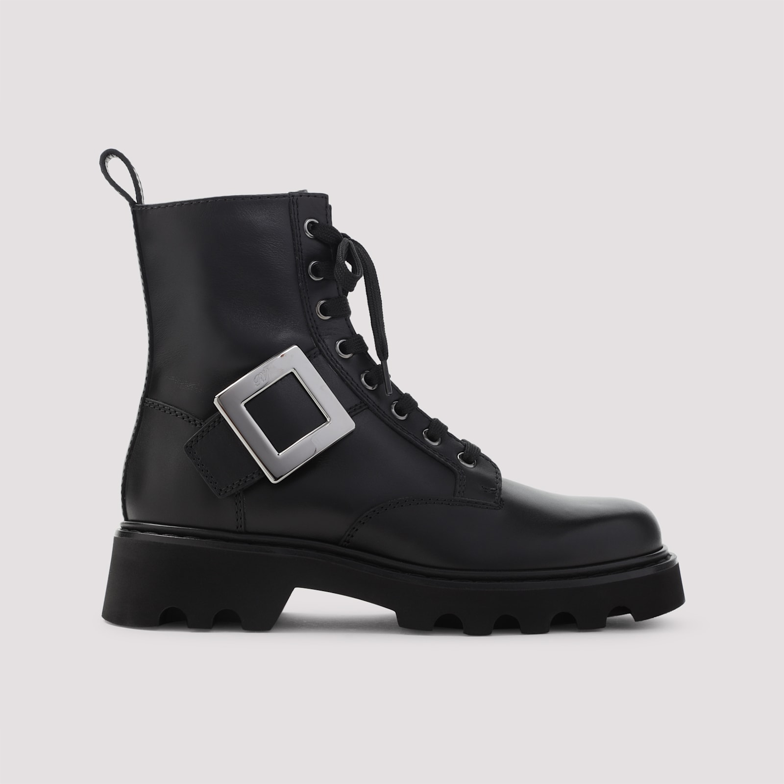 Roger Vivier Rangers Combat Boots Iconic Buckle In Black