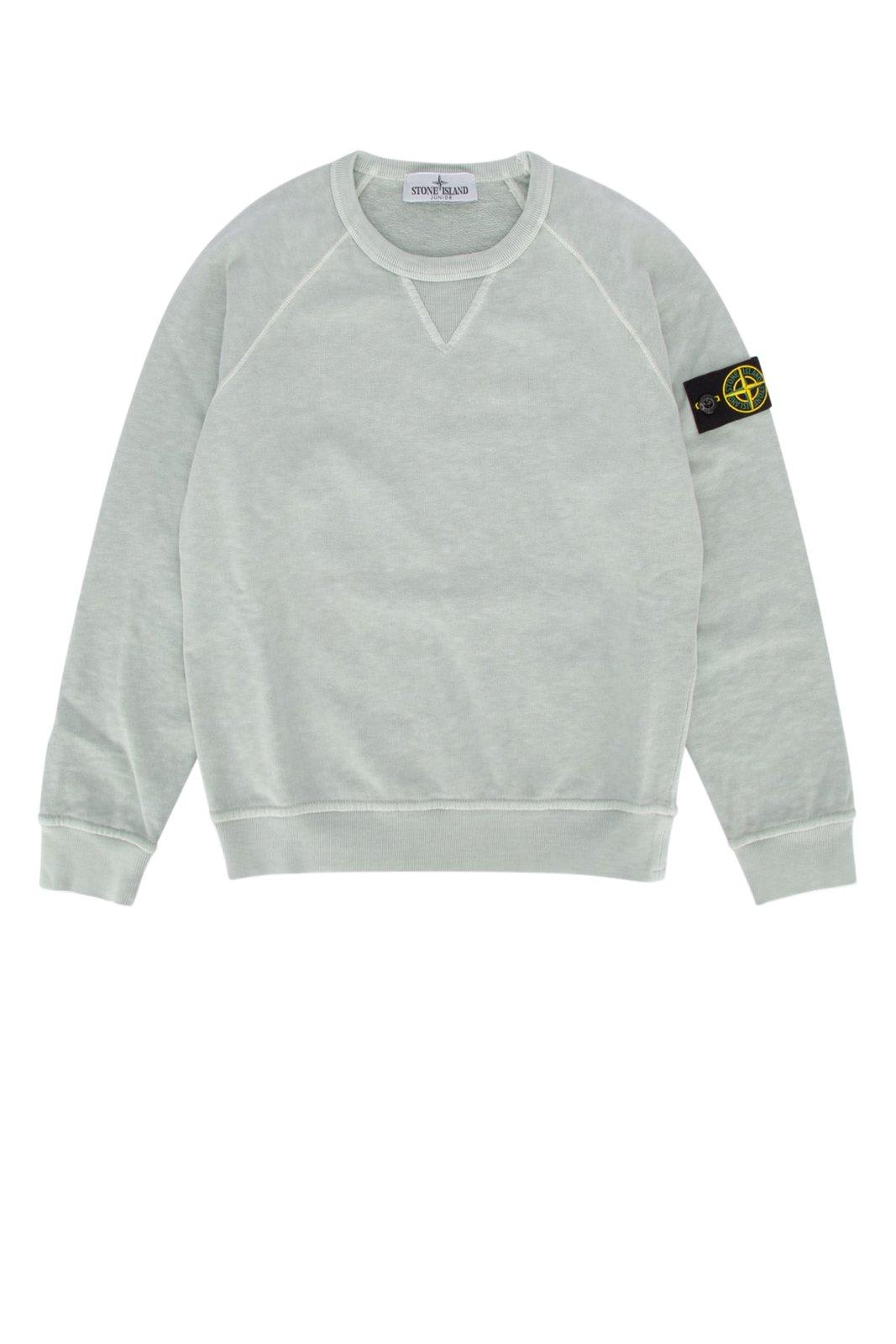 Stone Island Kids' Compass-patch Crewneck Sweatshirt In Gray