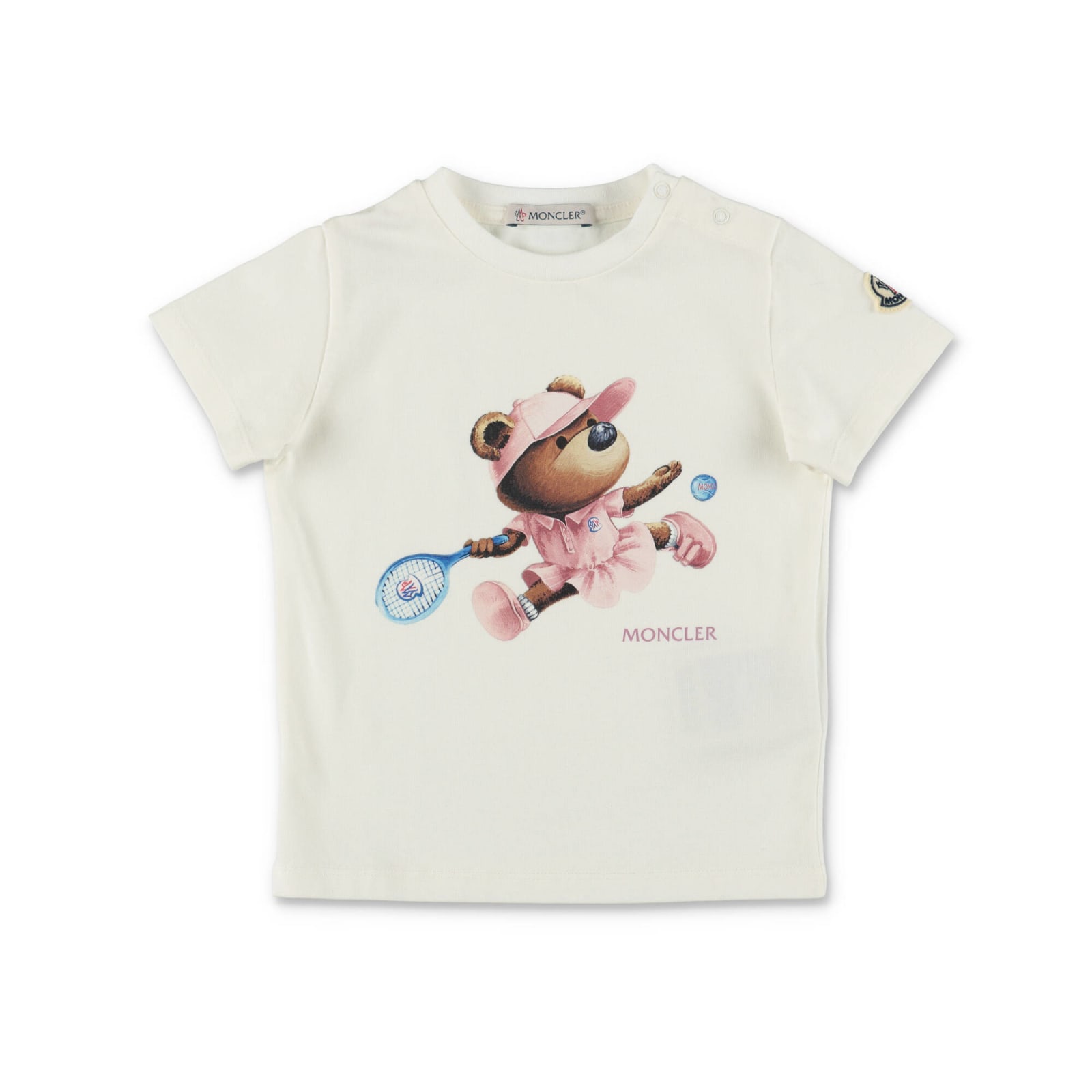 Shop Moncler T-shirt Bianca In Jersey Di Cotone Baby Girl In Bianco