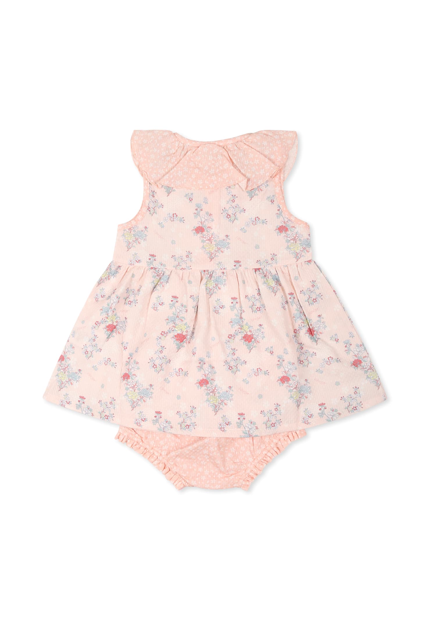 Kenzo Pink Dress For Baby Girl With Logo In Pink